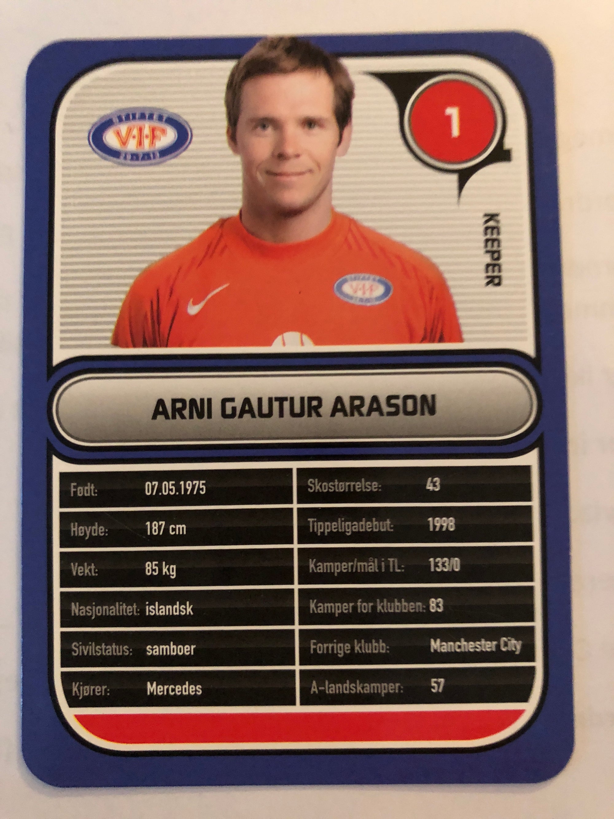 VÅLERENGA 001. ARNI GAUTUR ARASON