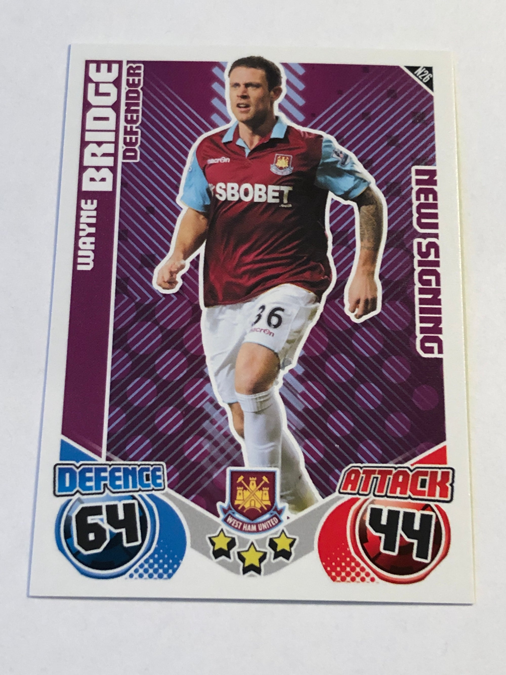N26. WAYNE BRIDGE - WEST HAM UNITED - NEW SIGNING