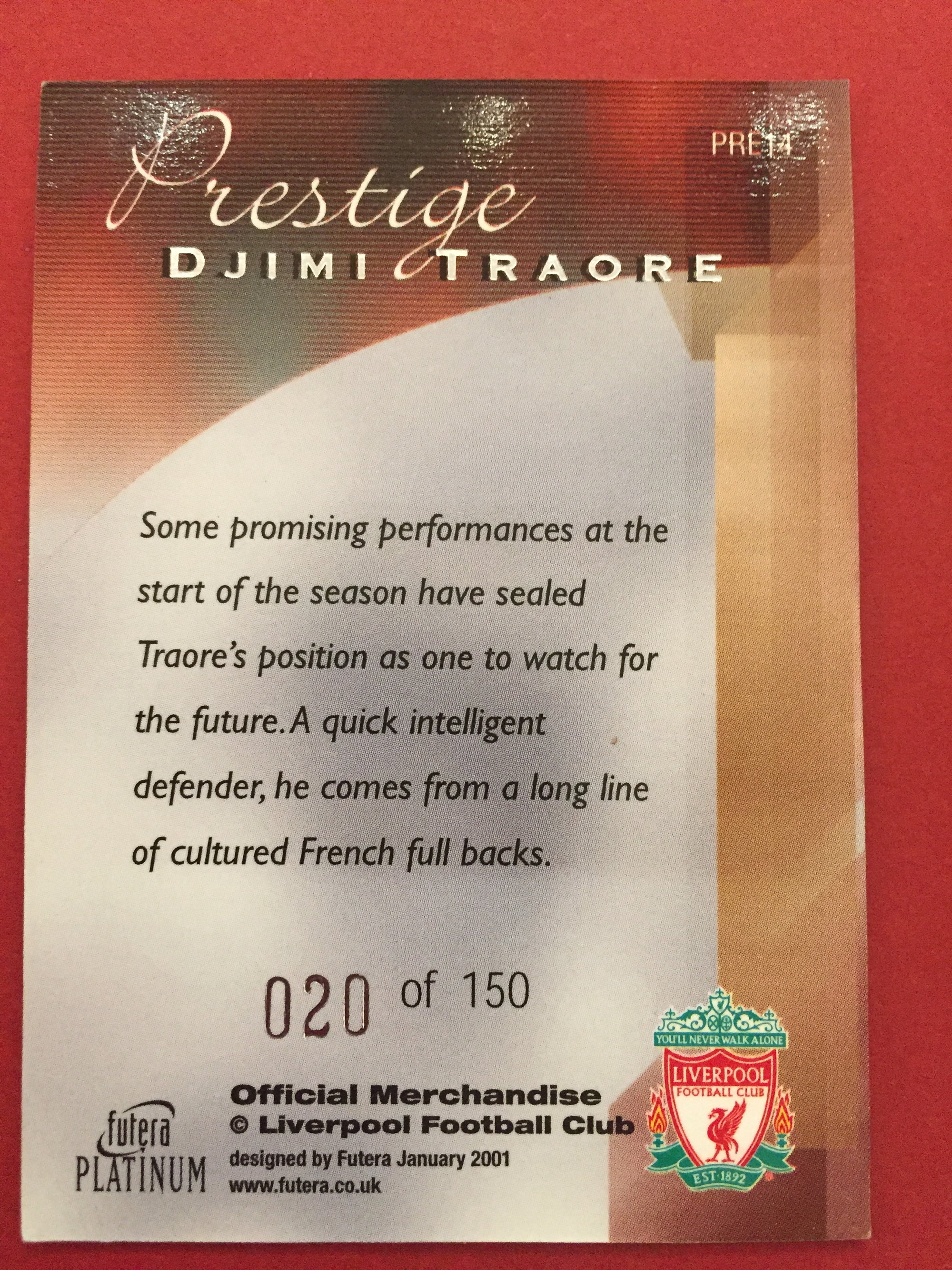 DJIMI TRAORE - FUTERA PLATINUM PRESTIGE 2001 #150