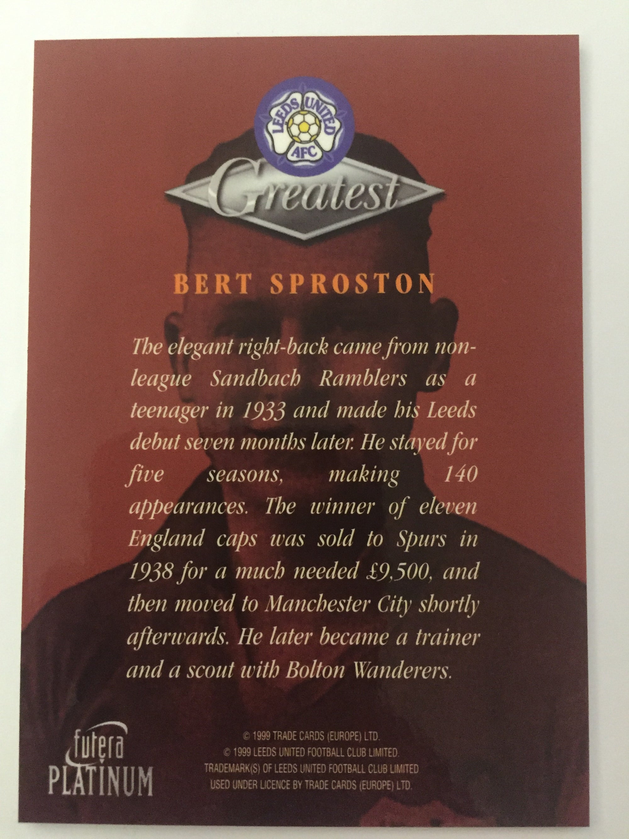 BERT SPROSTON - LEEDS UNITED