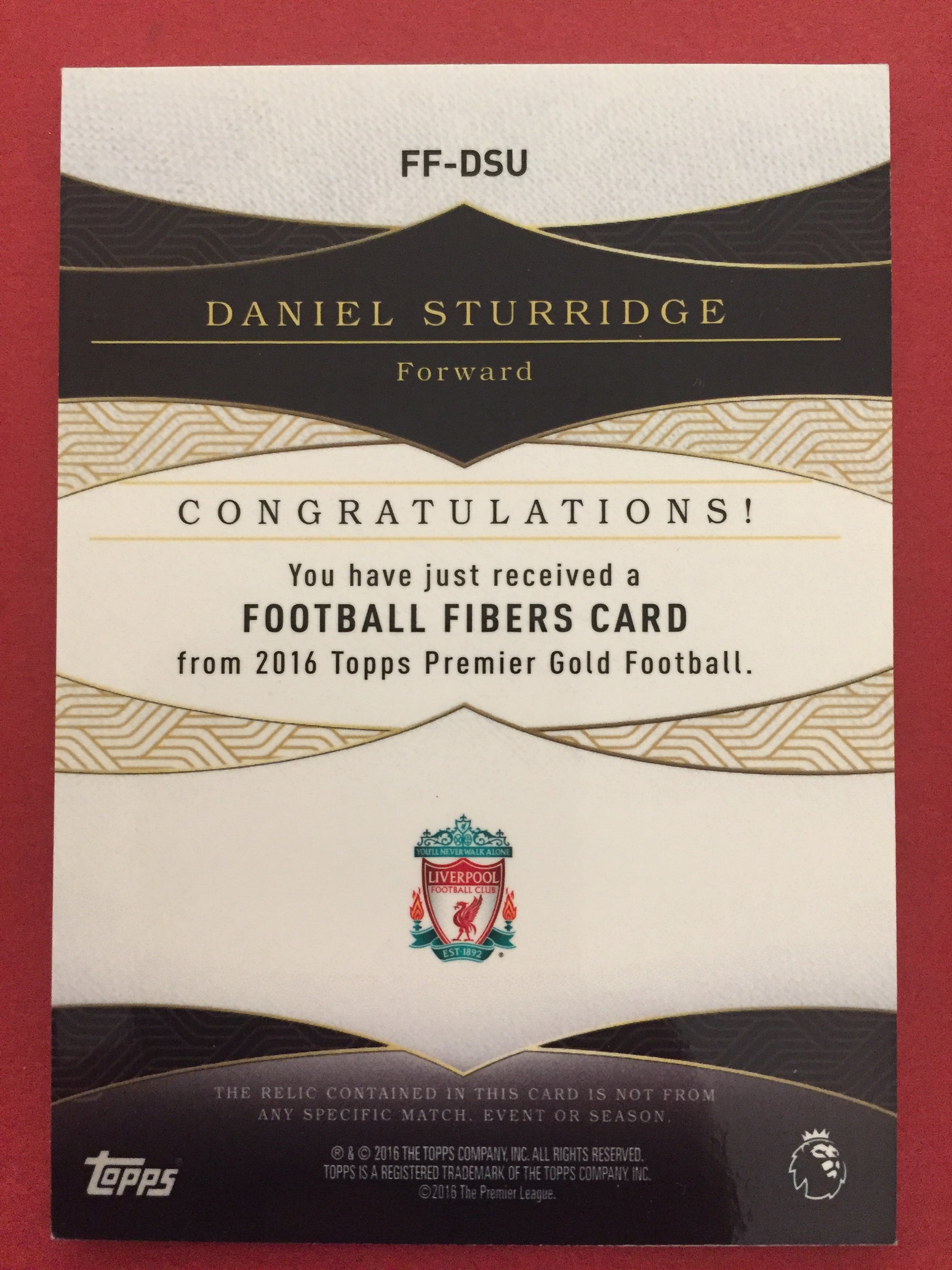 DANIEL STURRIDGE - LIVERPOOL - PLAYER WORN MEMORABILIA