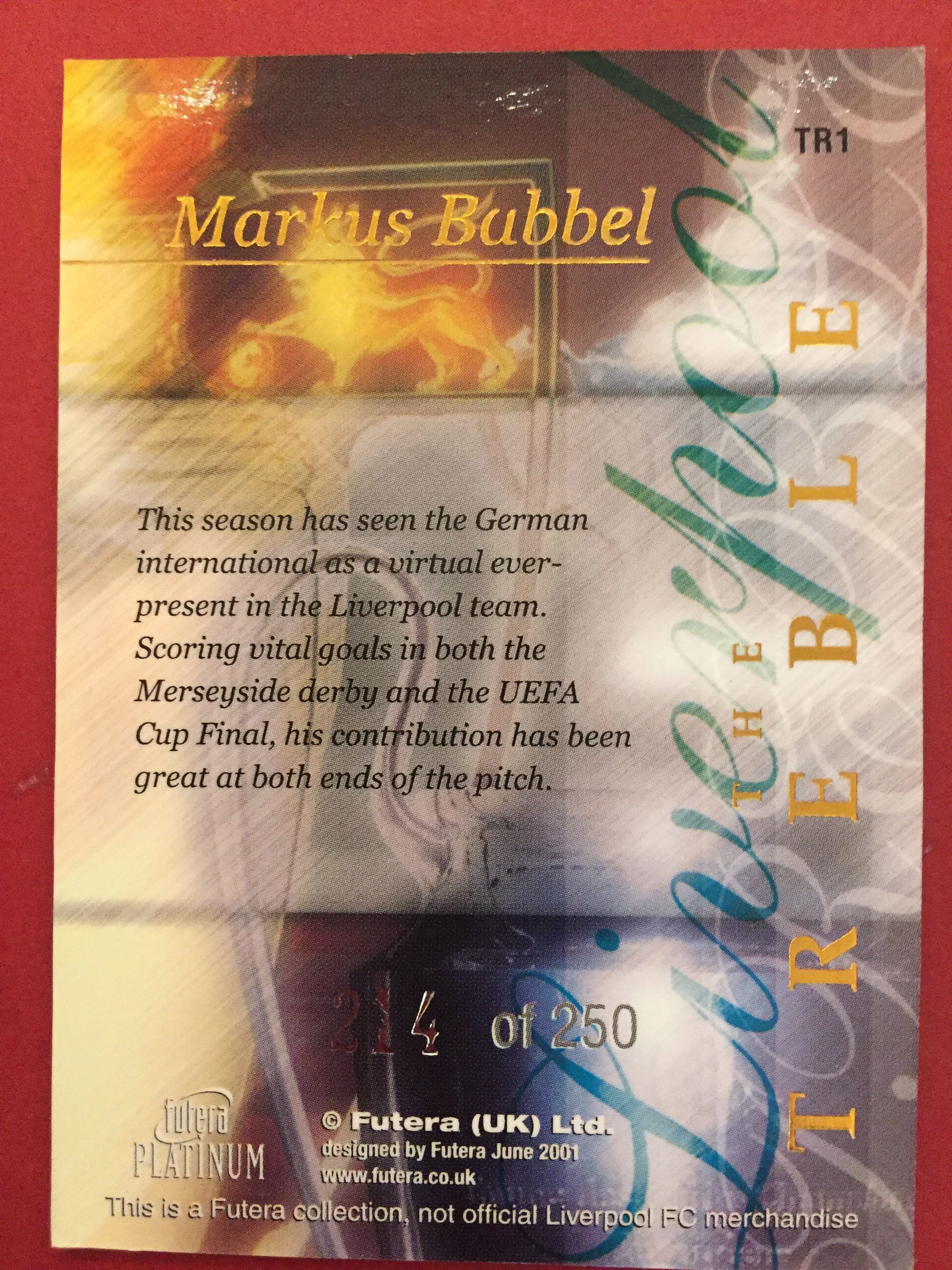 TR 01. MARKUS BABBEL - FUTERA PLATINUM  THE TREBLE 2001 #250