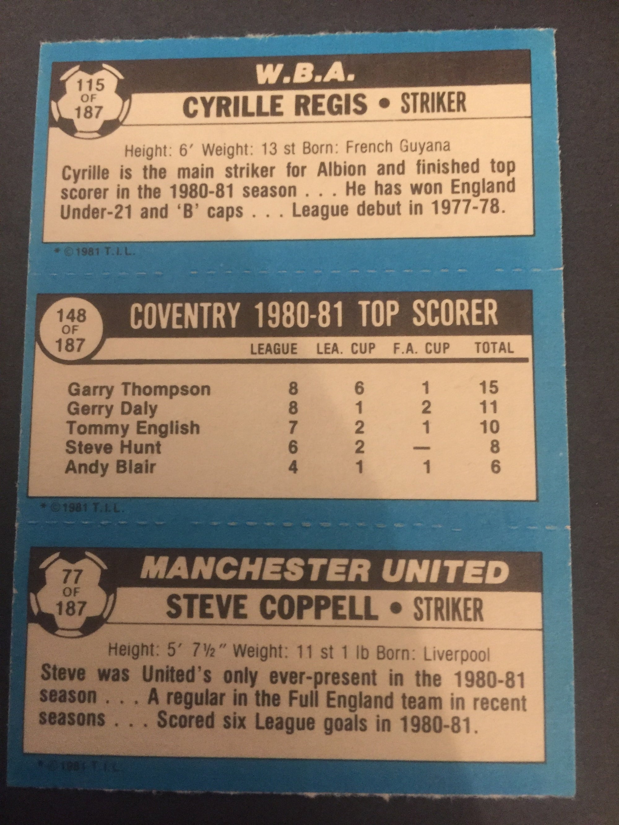 115 - 148 - 77 - REGIS, COVENTRY CITY TOP SCORER, COPPELL