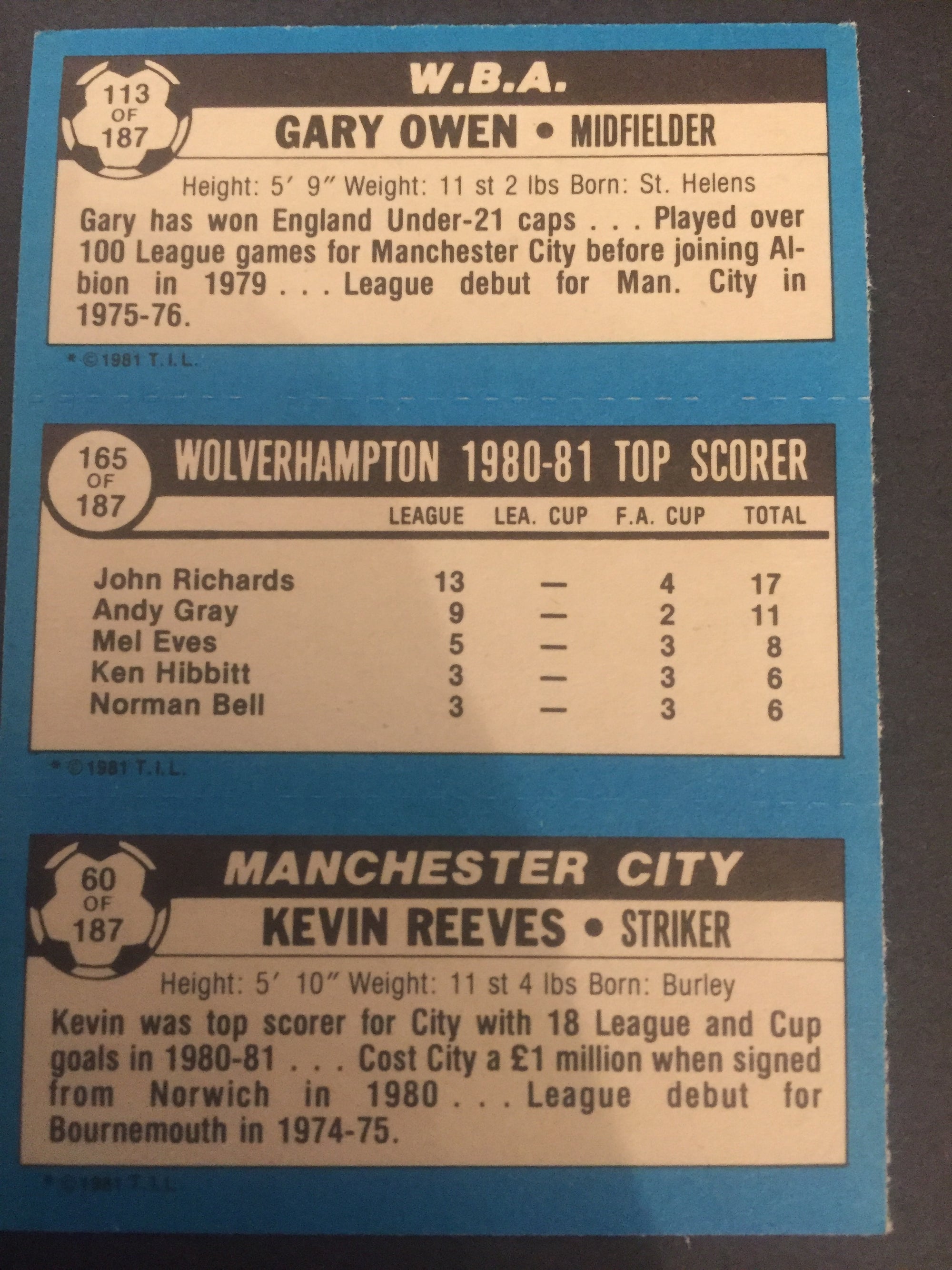 113 - 165 - 60 - OWEN, WOLVERHAMPTON TOP SCORER, REEVES