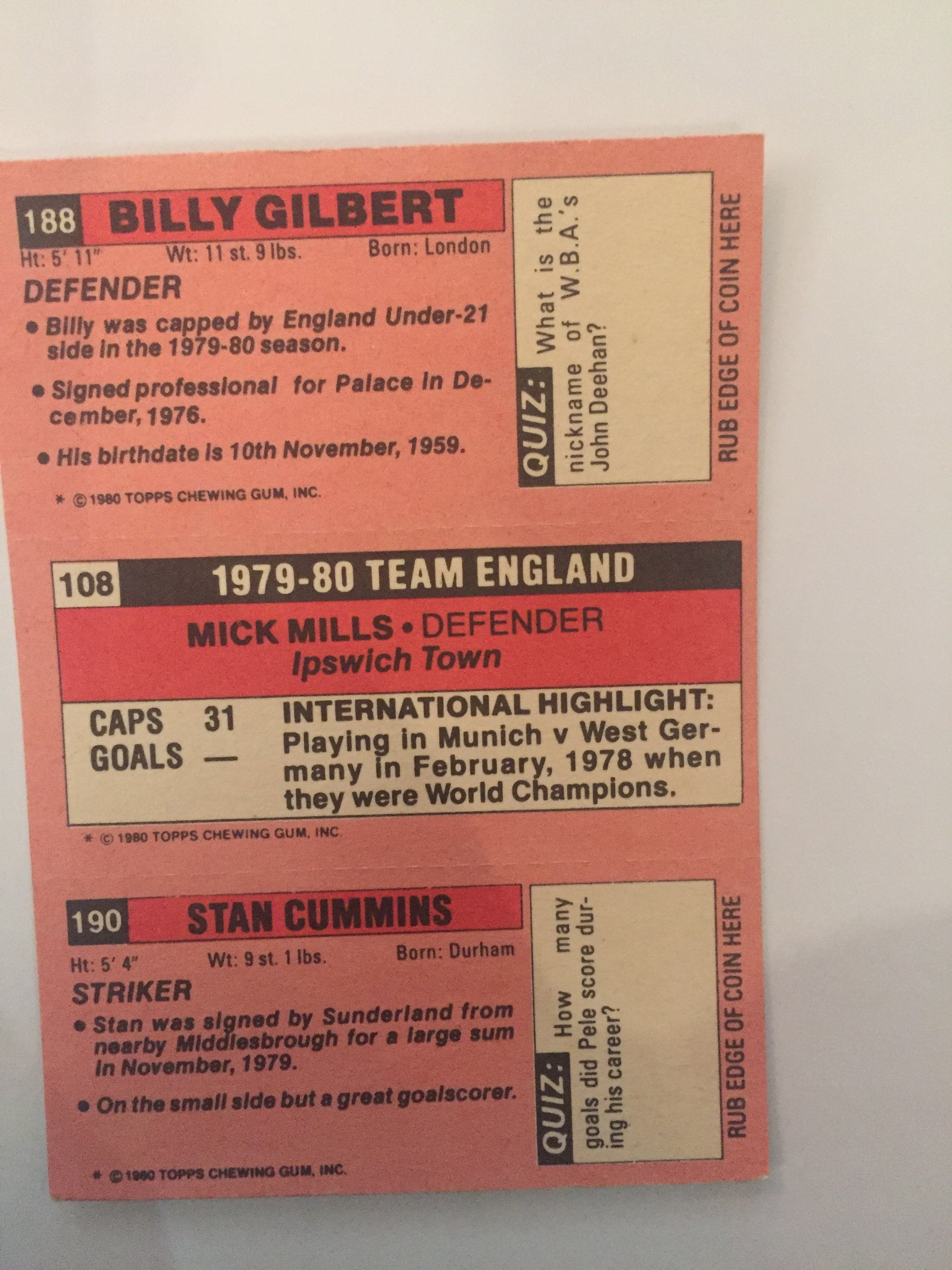 188 - 108 - 190.  GILBERT - MILLS - CUMMINS