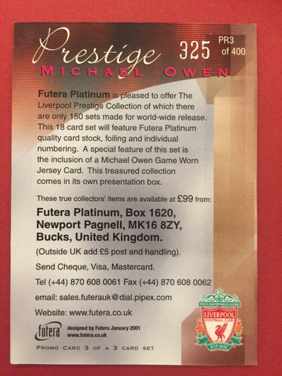 MICHEAL OWEN - FUTERA PLATINIUM PRESTIGE 2001 #400
