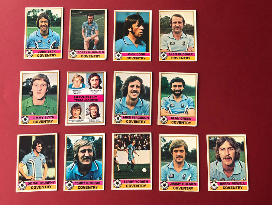 000. COVENRTY - KOMPLETT SETT MED FOTBALLKORT FRA TOPPS 1977/78
