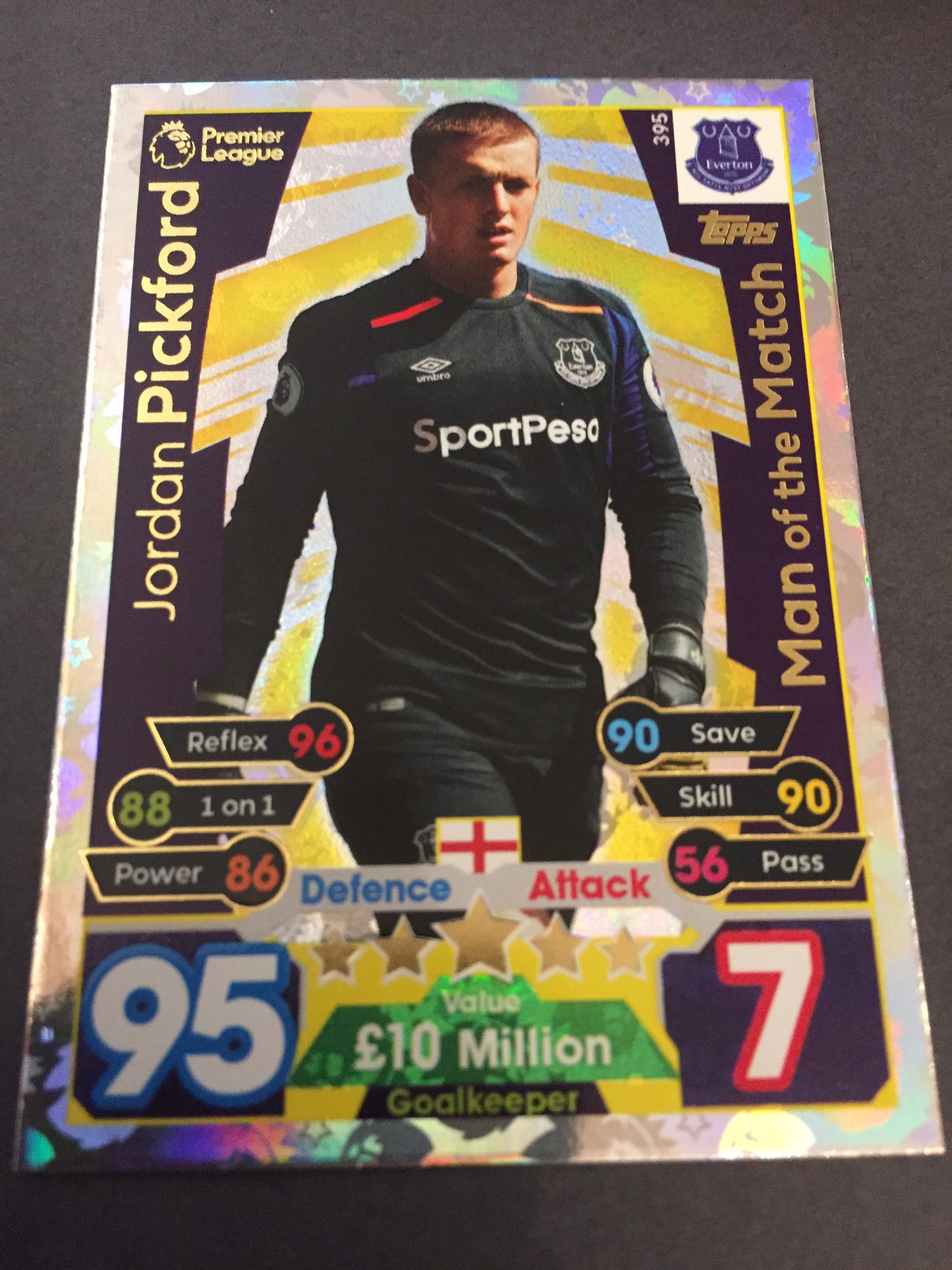 395. JORDAN PICKFORD - EVERTON - MAN OF THE MATCH