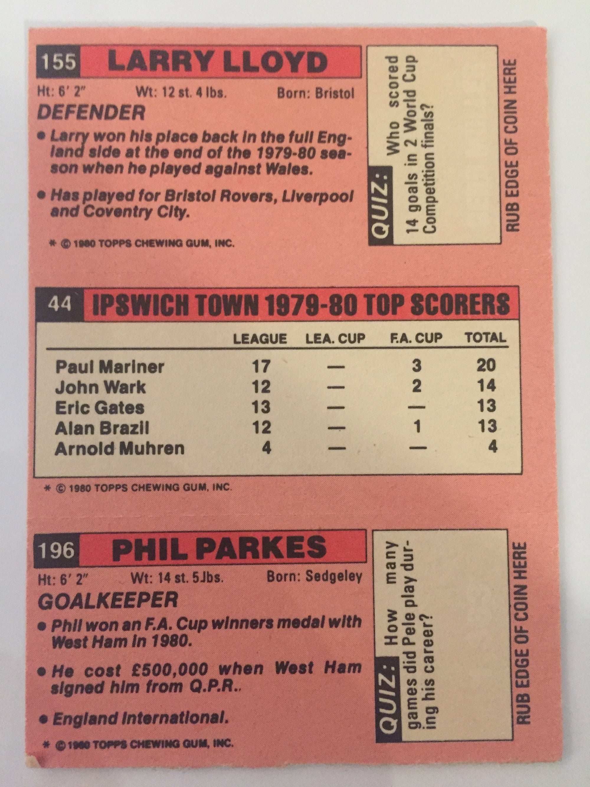155 - 44 - 196     LLOYD - IPSWICH TOWN - PARKES