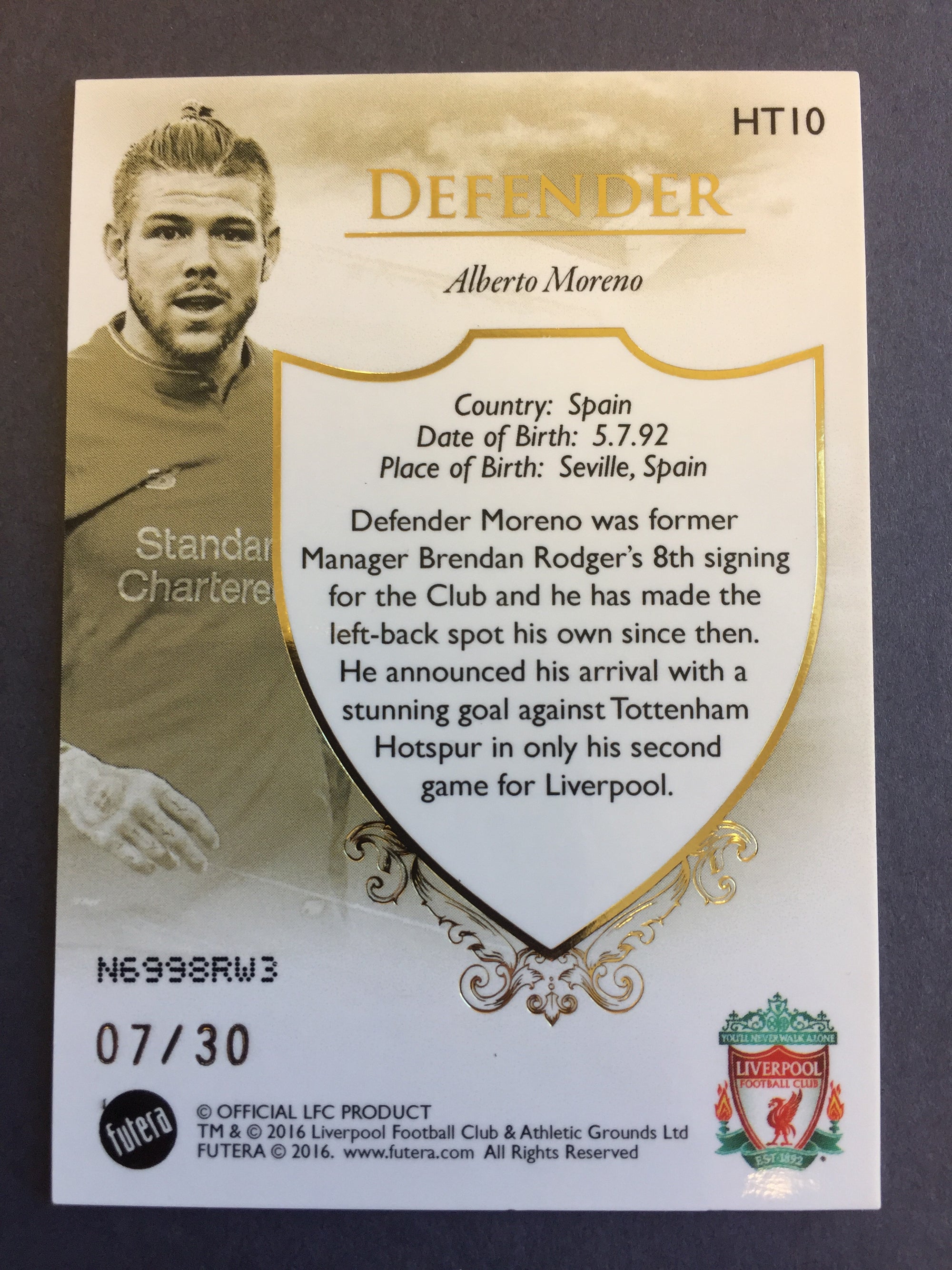 HT10. Alberto Moreno #07/30 - Heritage - Liverpool