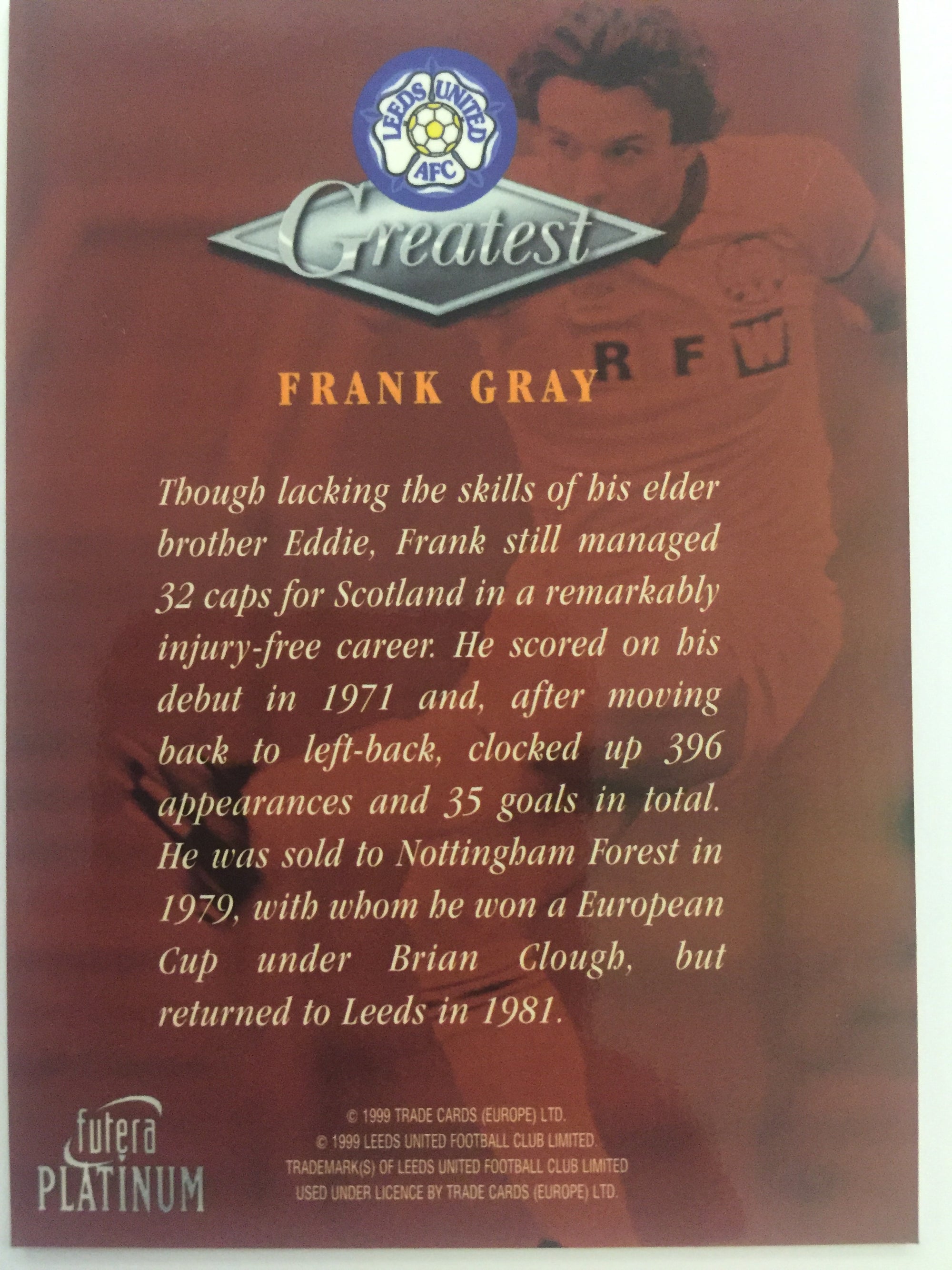 FRANK GRAY - LEEDS UNITED