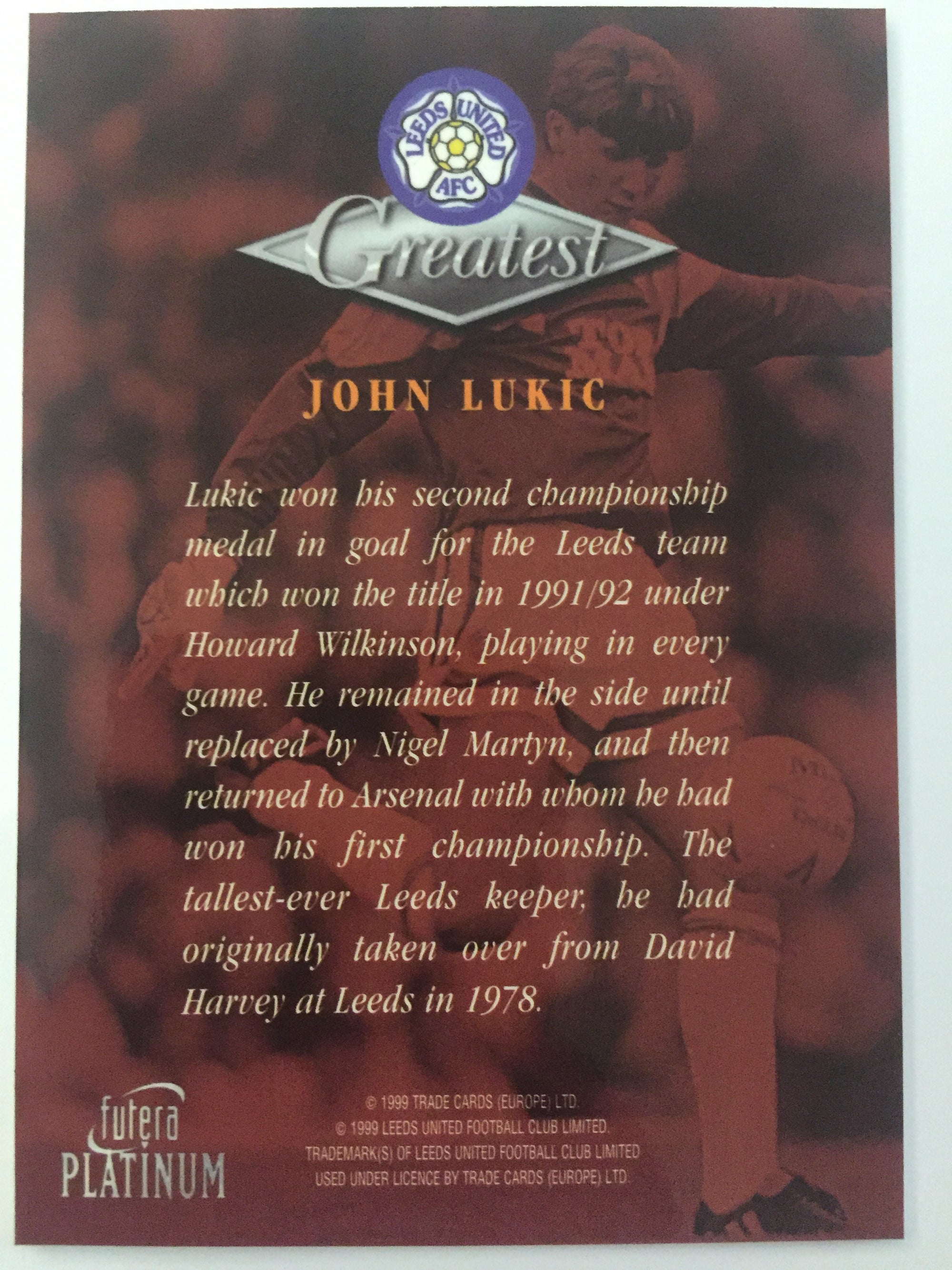 JOHN LUKIC - LEEDS UNITED