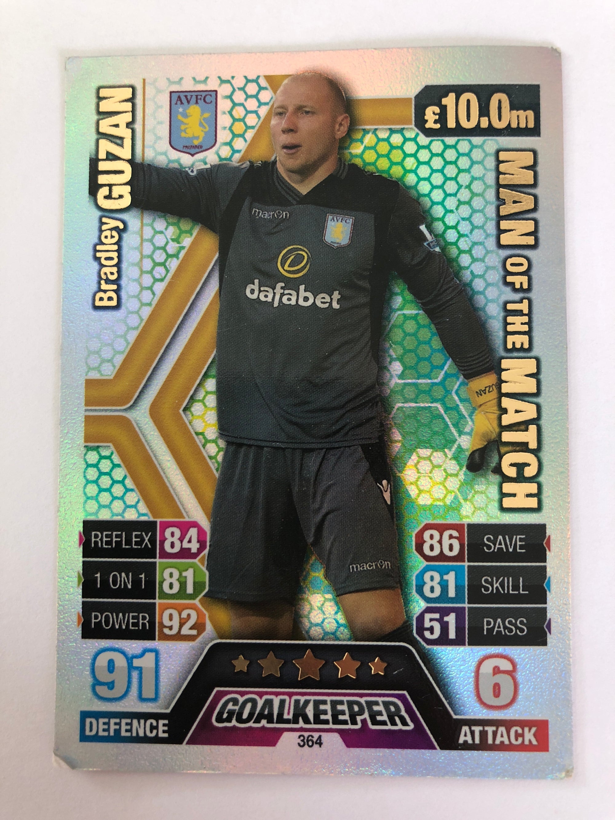 364. BRADLEY GUZAN - ASTON VILLA - MAN OF THE MATCH