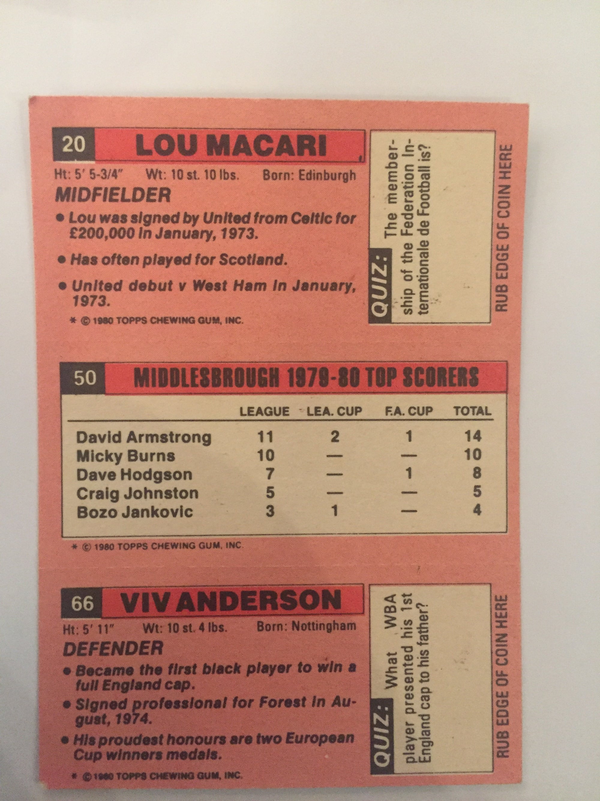 020 - 50 - 66.    MACARI - MIDDLESBROUGH - ANDERSON