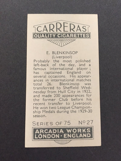 1934 - 027. E. BLENKINSOP - LIVERPOOL - CARRERAS