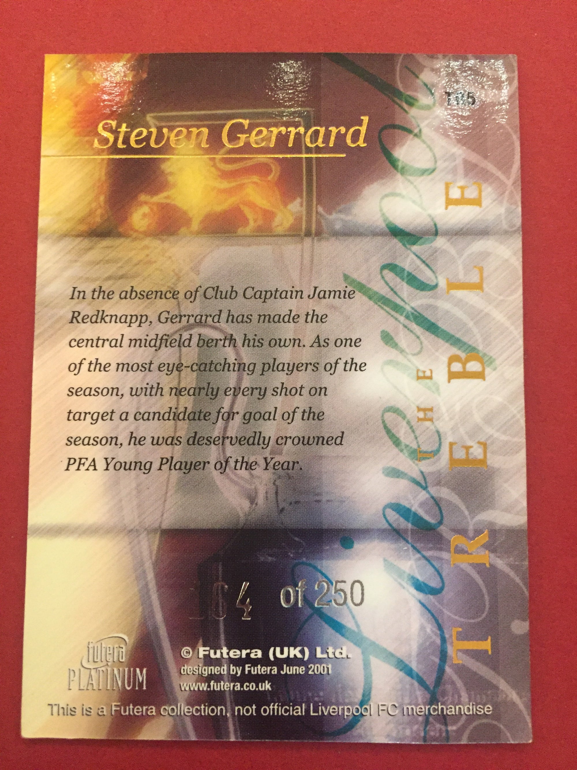 TR 05. STEVEN GERRARD - FUTERA PLATINUM THE TREBLE #250
