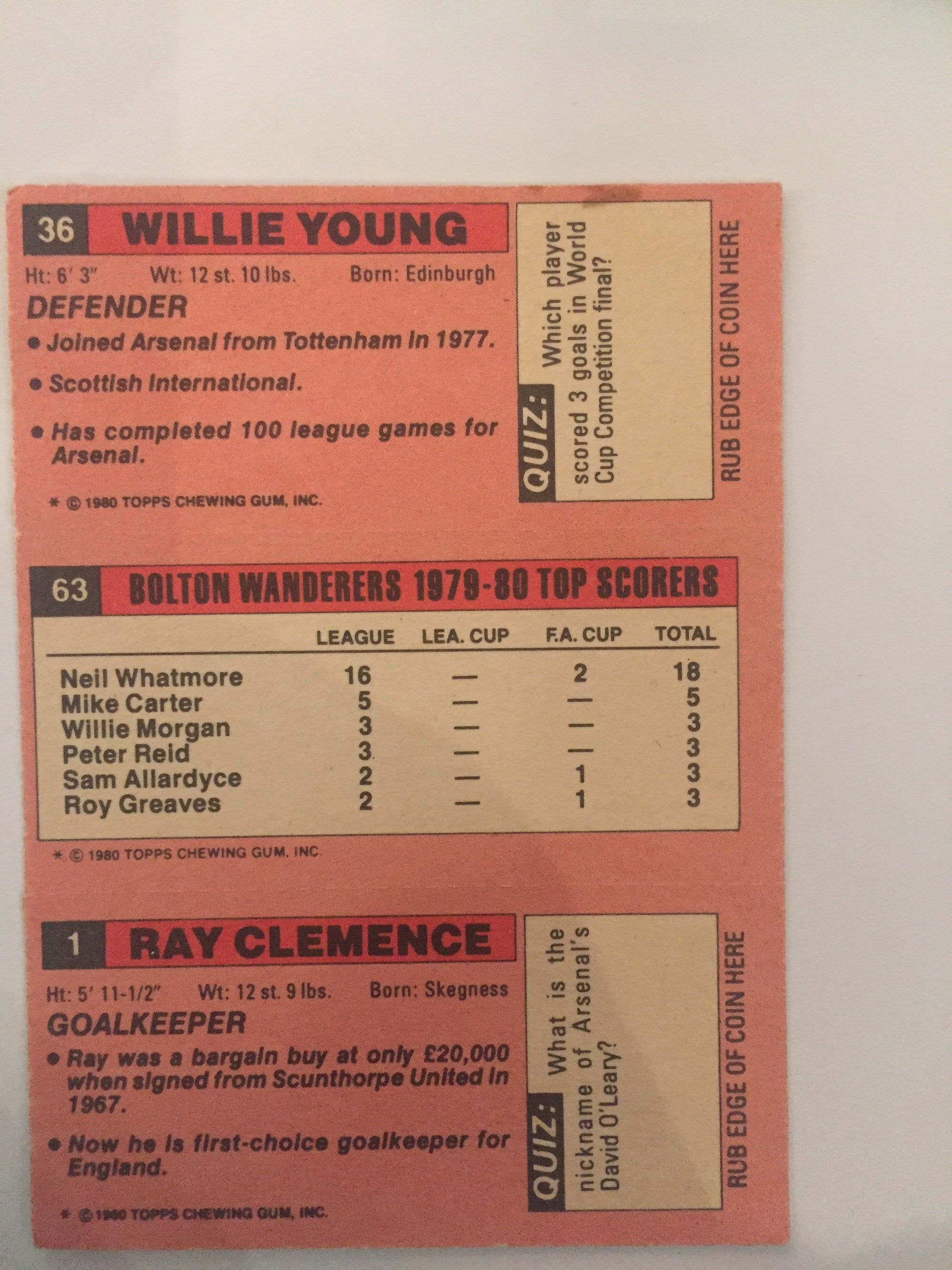 36 - 63 - 1.    YOUNG - BOLTON - CLEMENCE