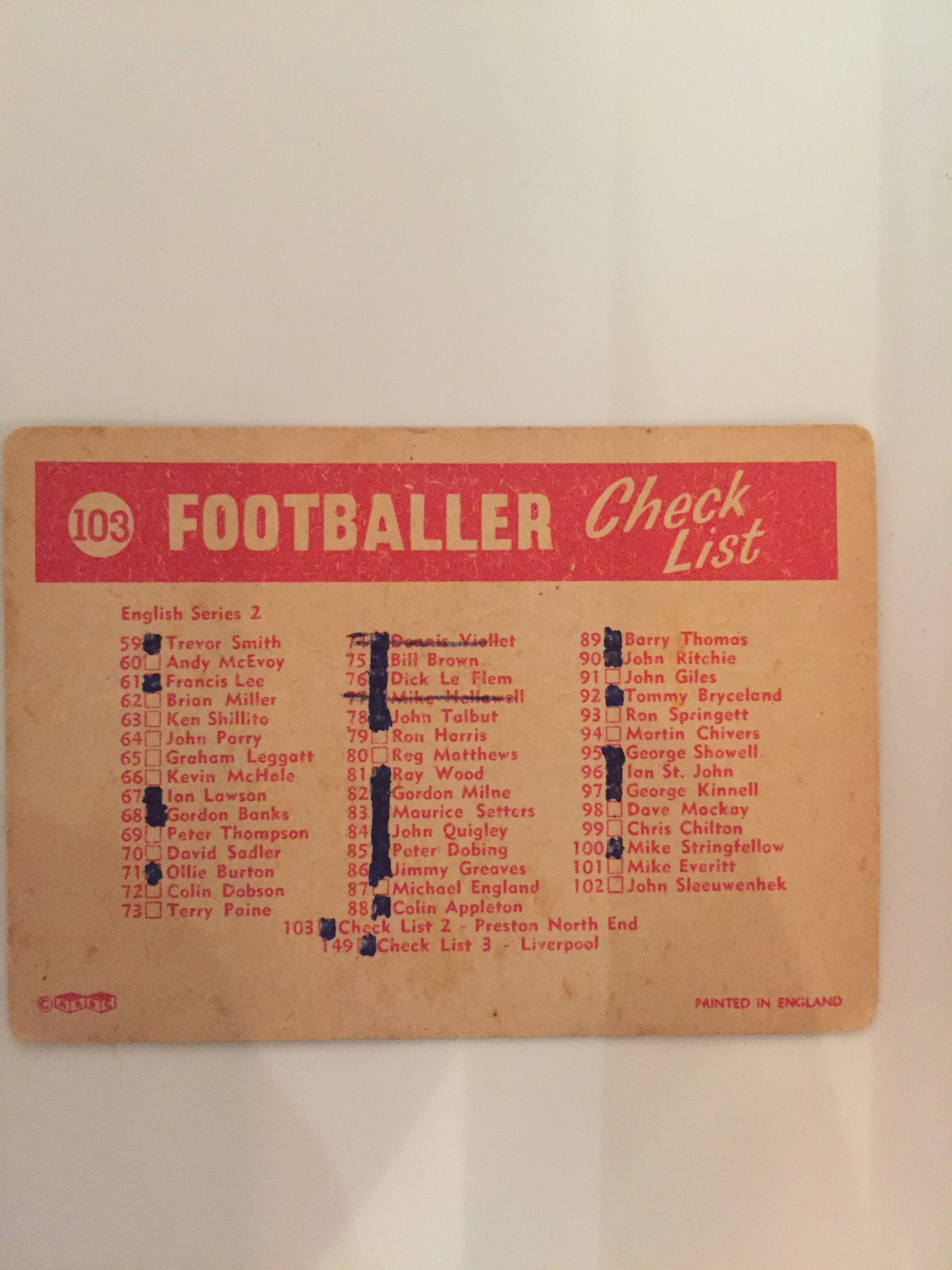 103. PRESTON - CHECKLIST