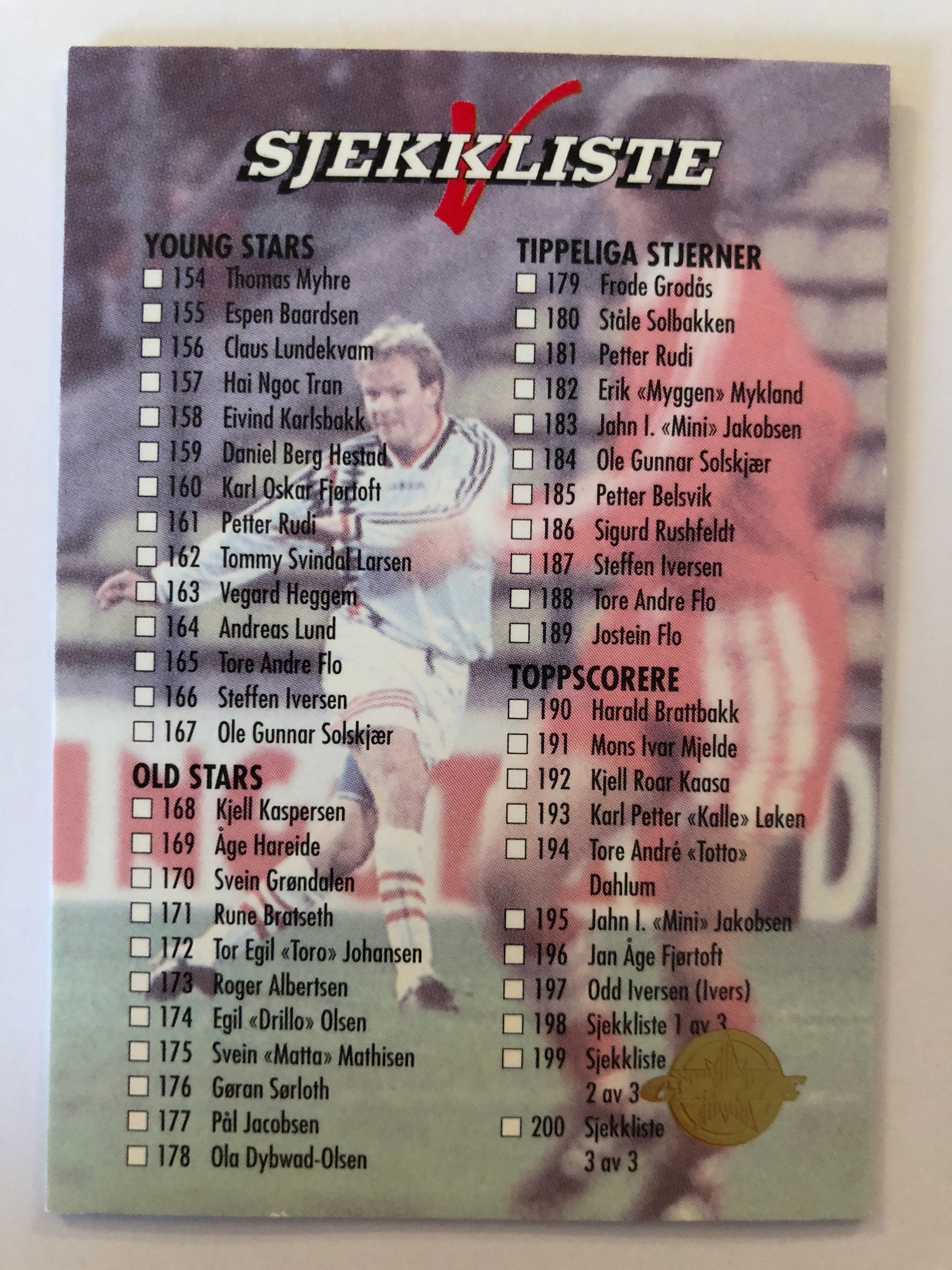 200. SJEKKLISTE EKSTRAKORT