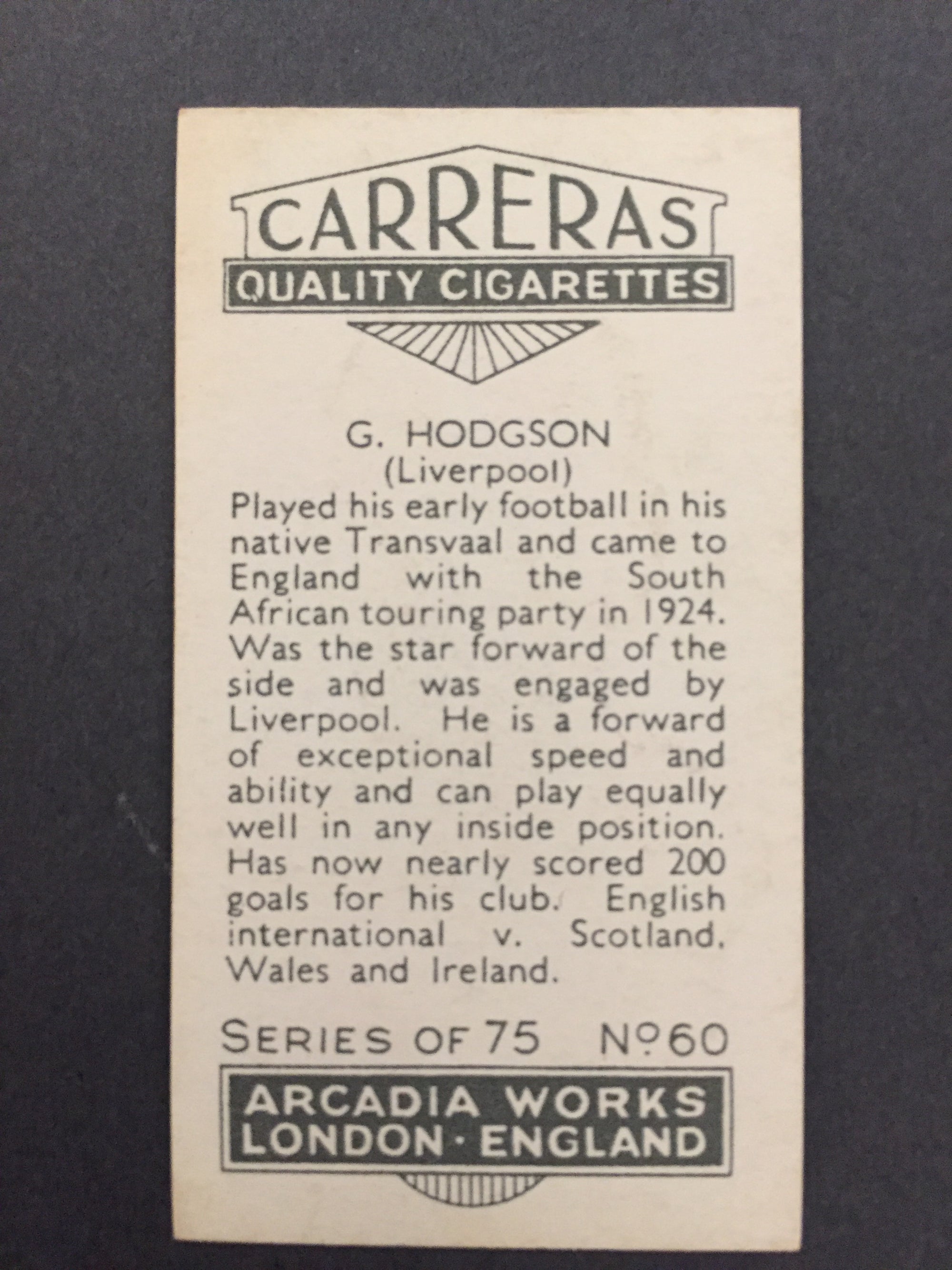 1934 - 060. G. HOODGSON - LIVERPOOL - CARRERAS