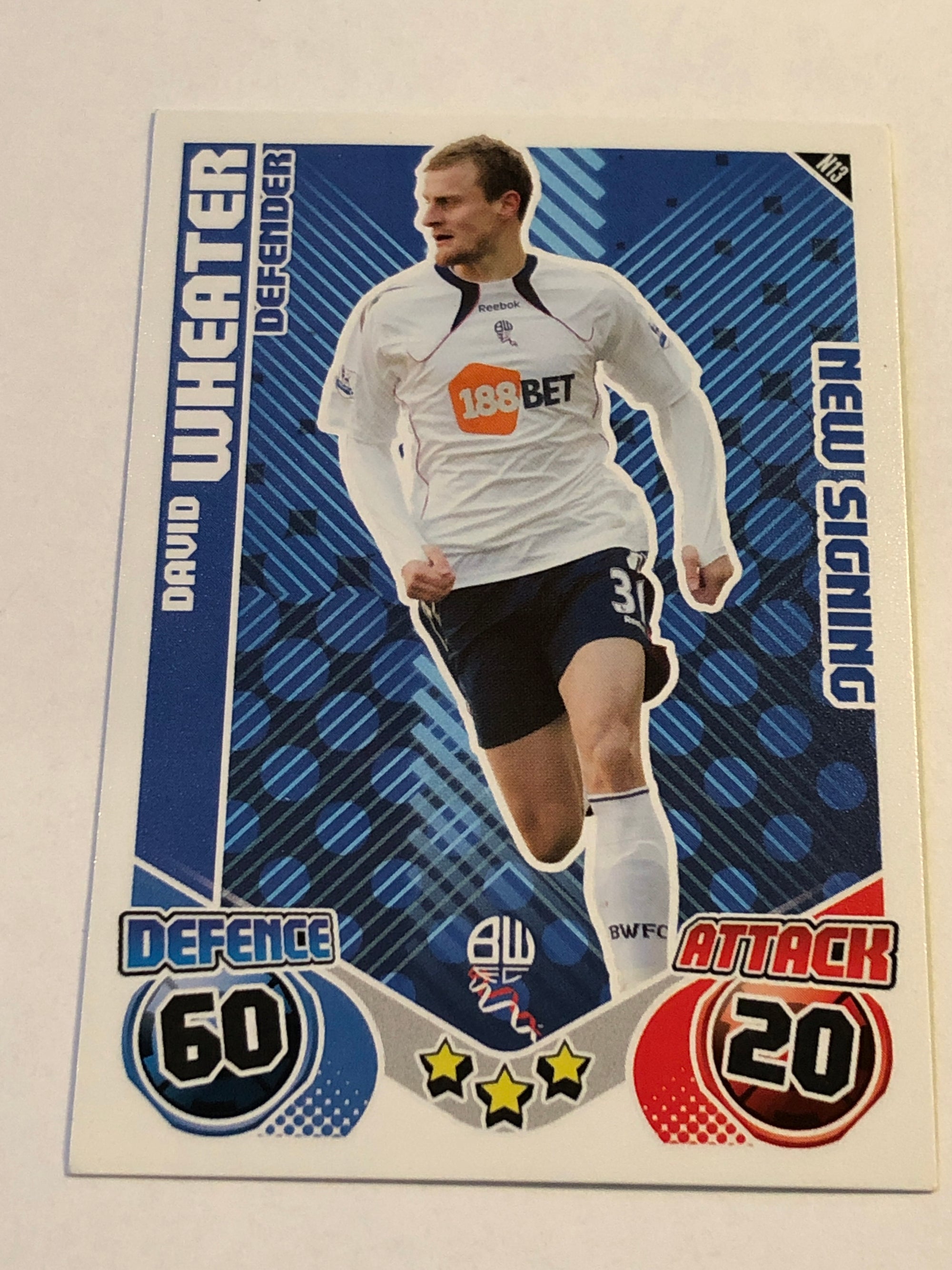 N13. DAVID WHEATER - BOLTON WANDERERS - NEW SIGNING