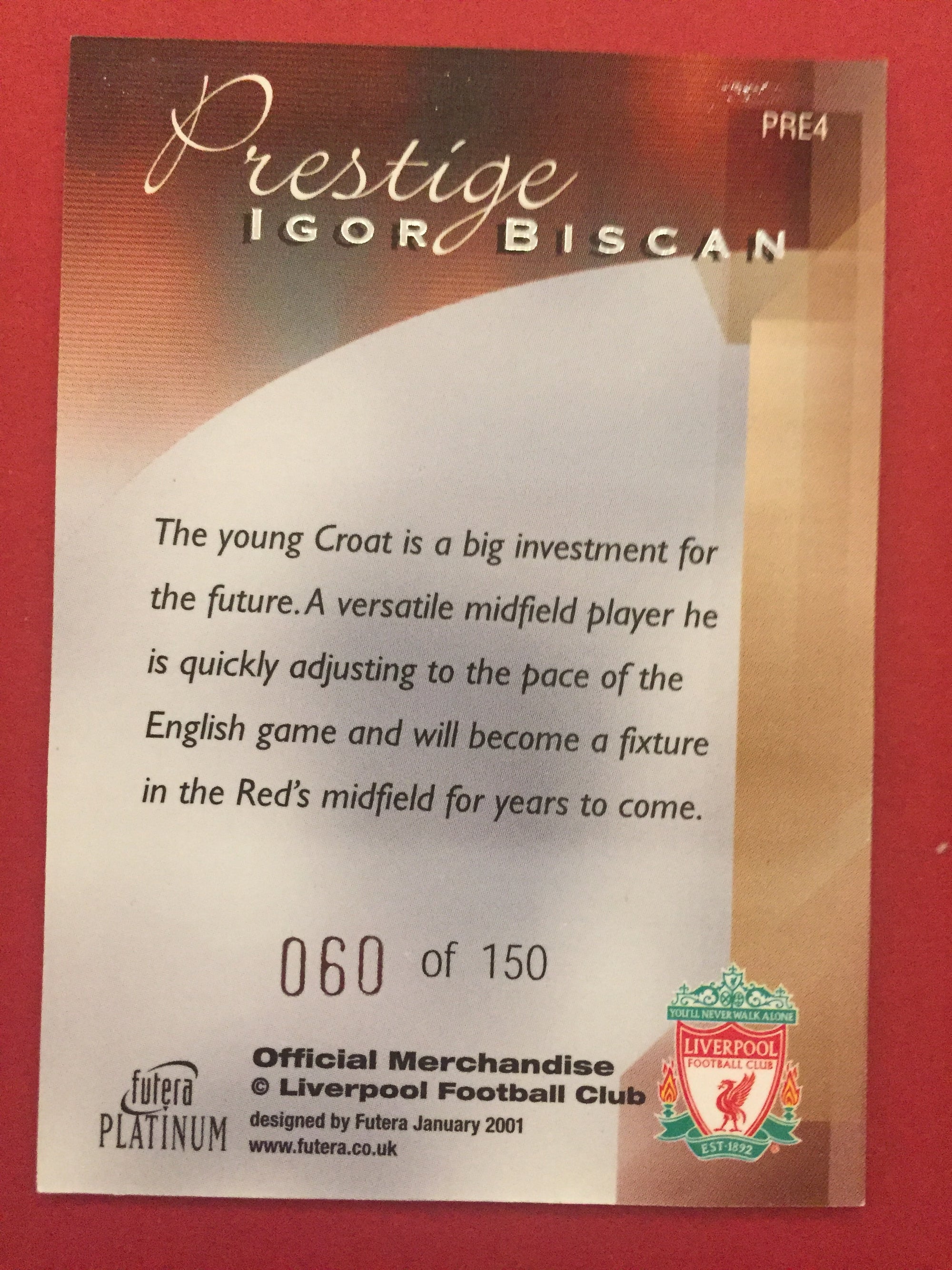 IGOR BISCAN - FUTERA PLATINUM PRESTIGE 2001 #150