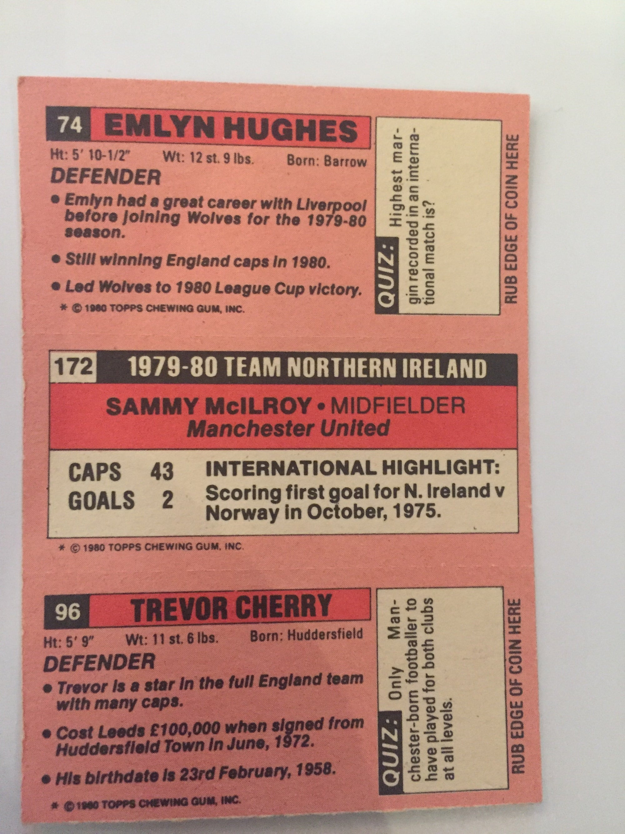 74 - 172 - 96.    HUGHES - MCLLROY - CHERRY