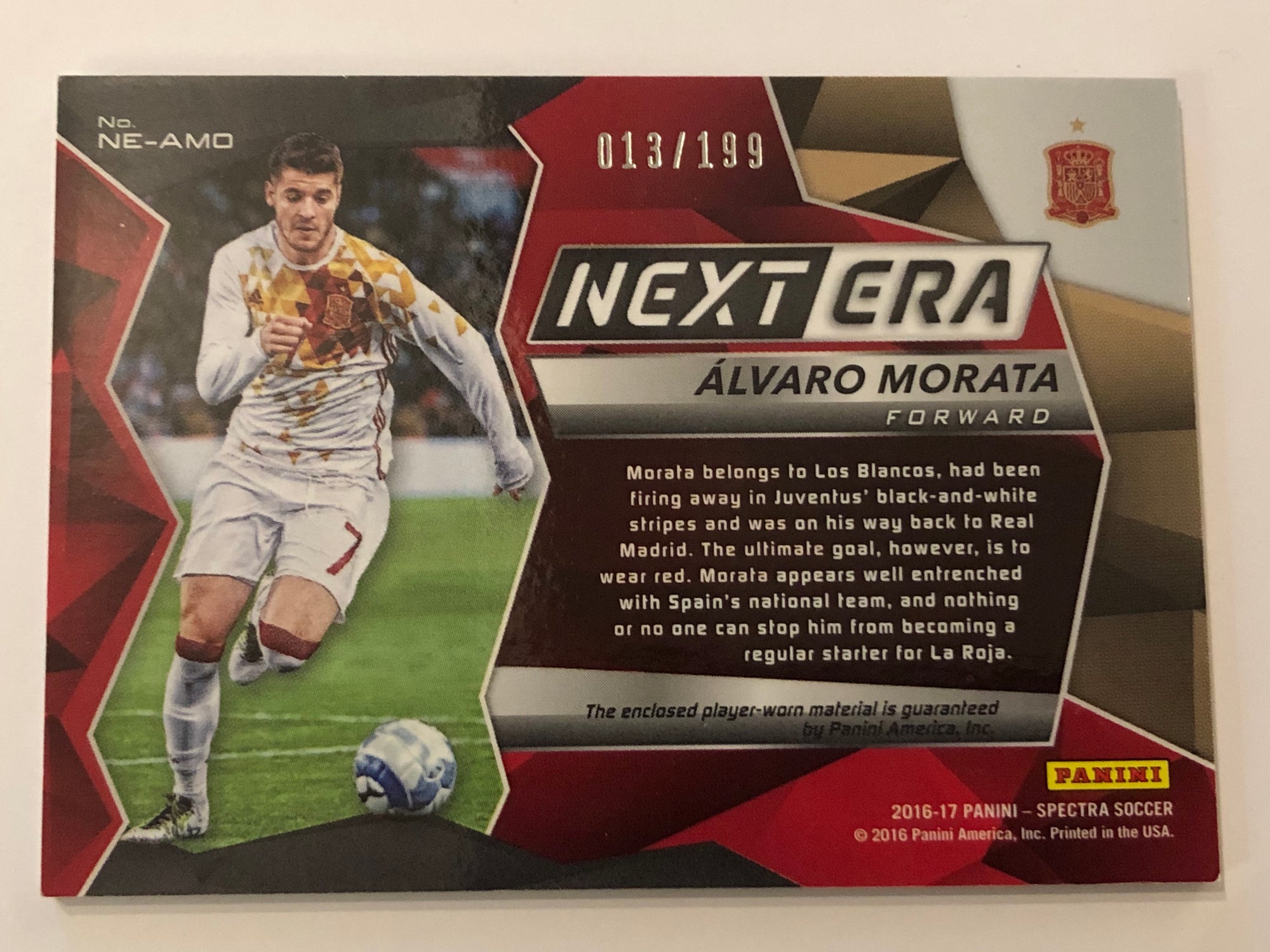 ALVARO MORATA - SPANIA - PANINI SPECTRA 2016 - NEXTERA #199