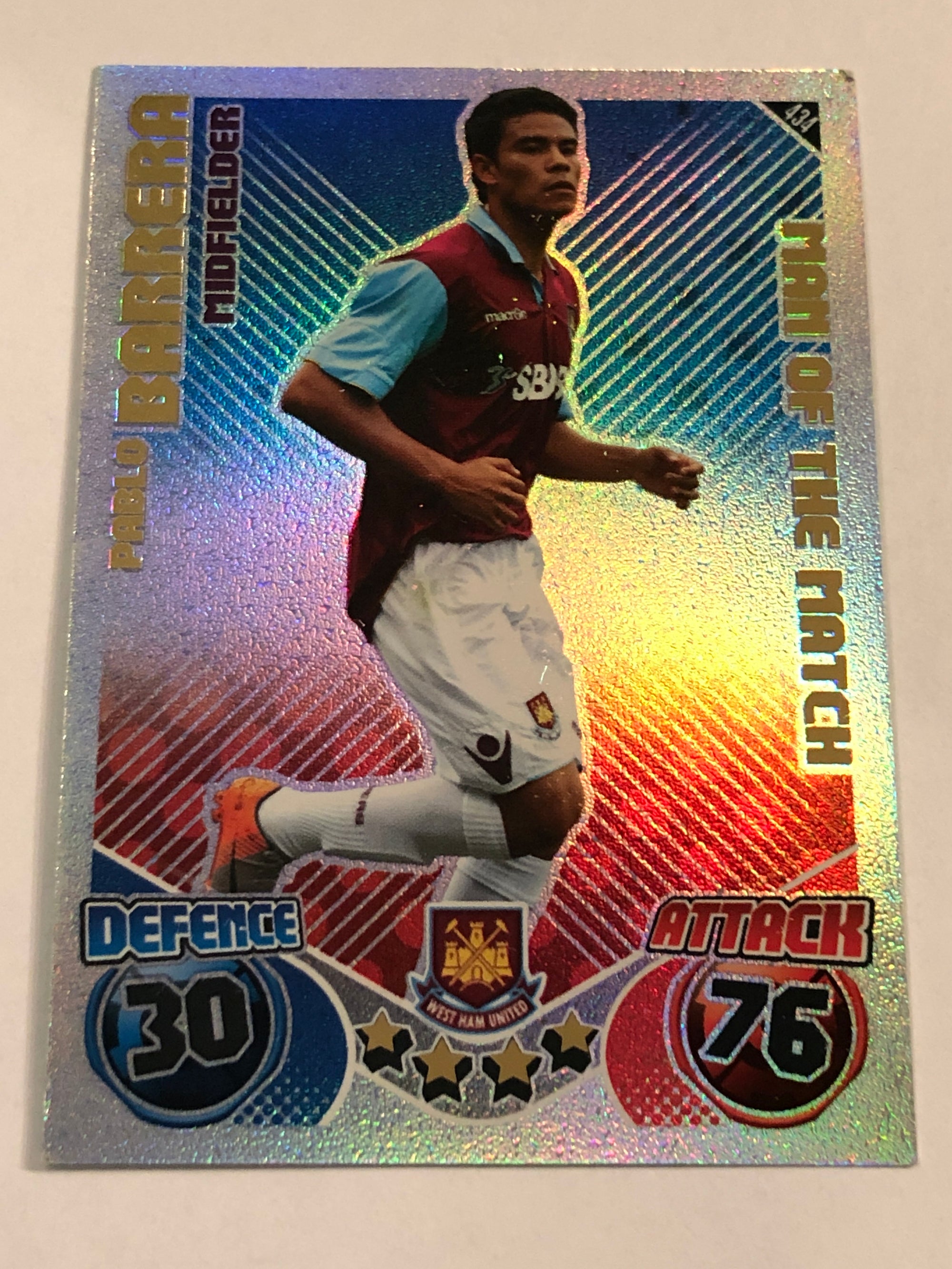 434. PABLO BARRERA - WEST HAM UNITED - MAN OF THE MATCH