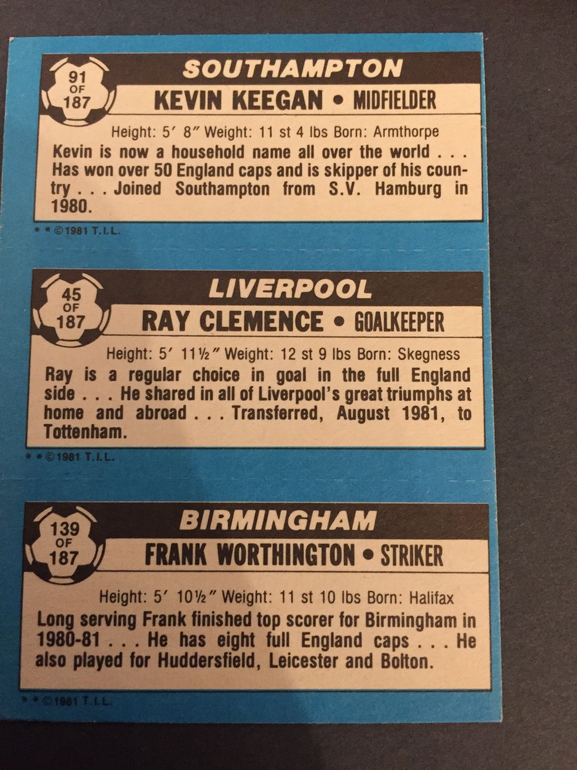 091 - 45 - 139 - KEEGAN, CLEMENCE, WORTHINGTON