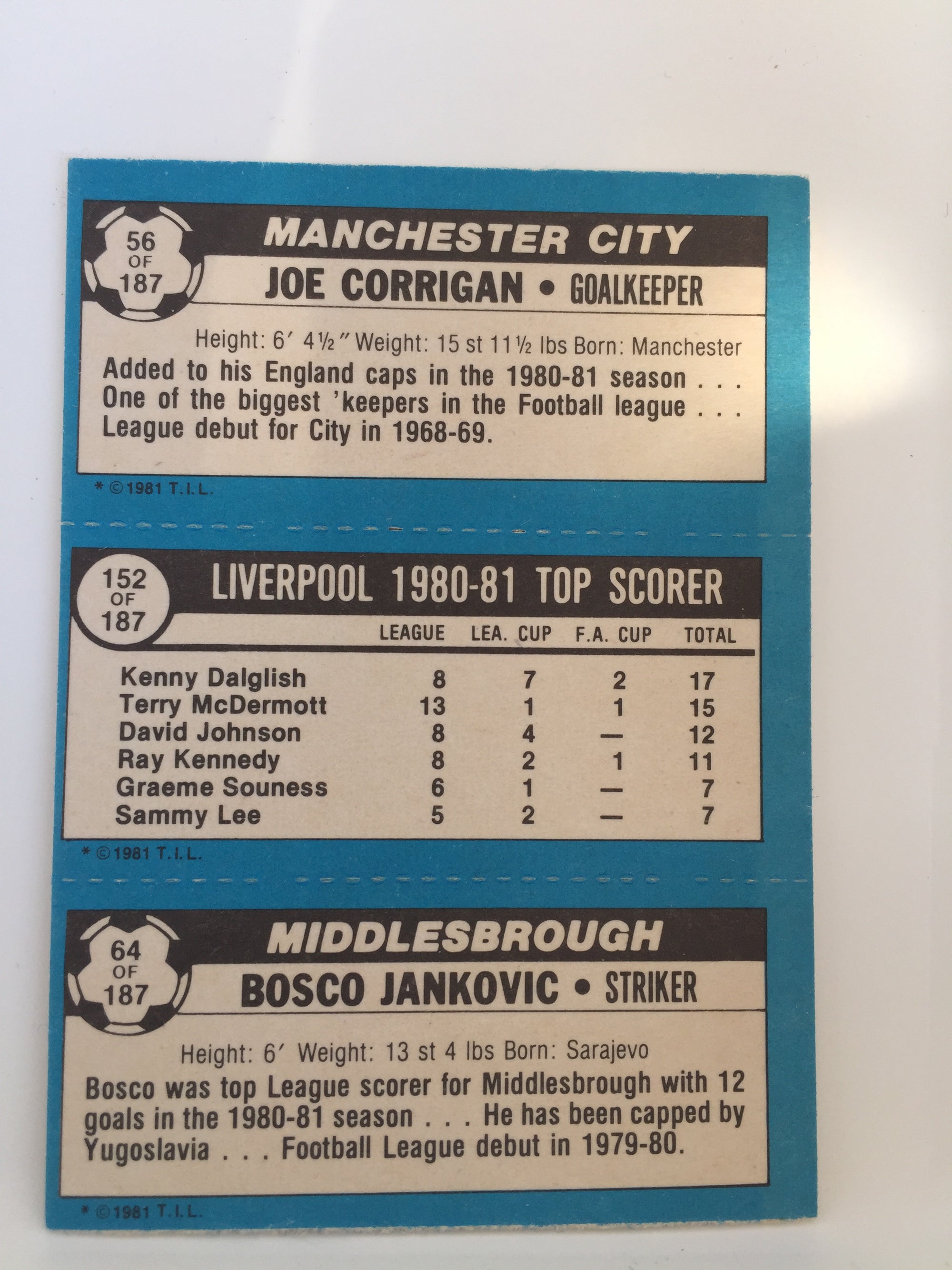 056 - 152 - 64. - CORRIGAN- LIVERPOOL - JANKOVICH