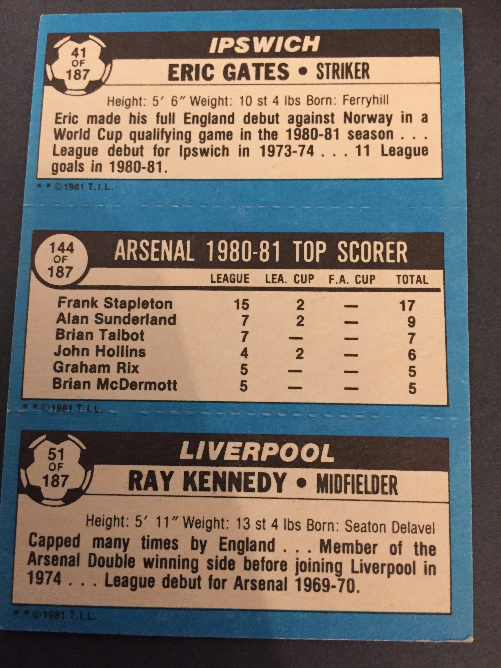 041 - 144 - 51 - GATES, ARSENAL TOP SCORER, KENNEDY