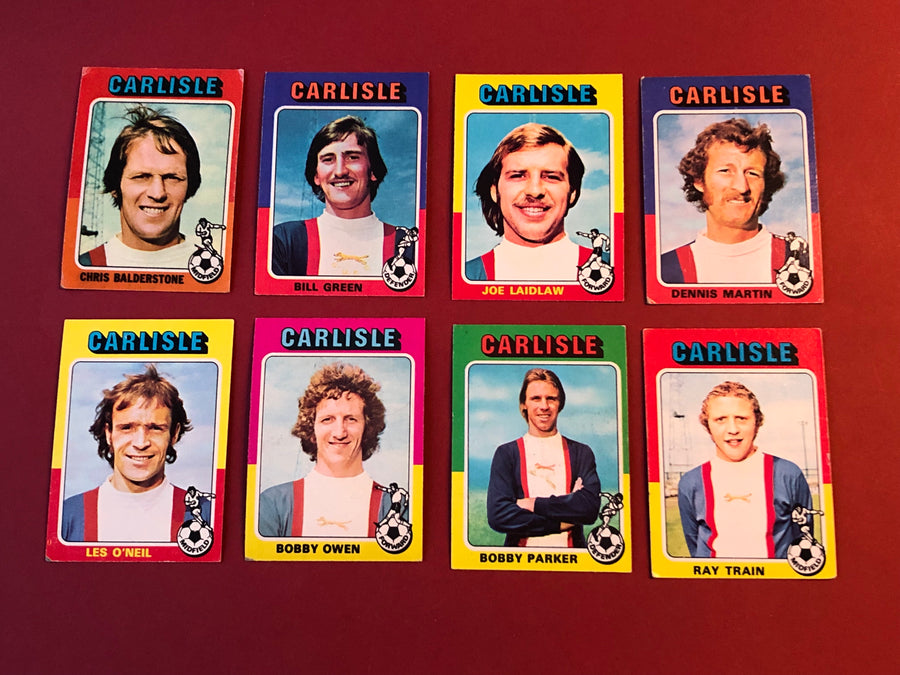CARLISLE - KOMPLETT SETT MED FOTBALLKORT FRA TOPPS 1975/76