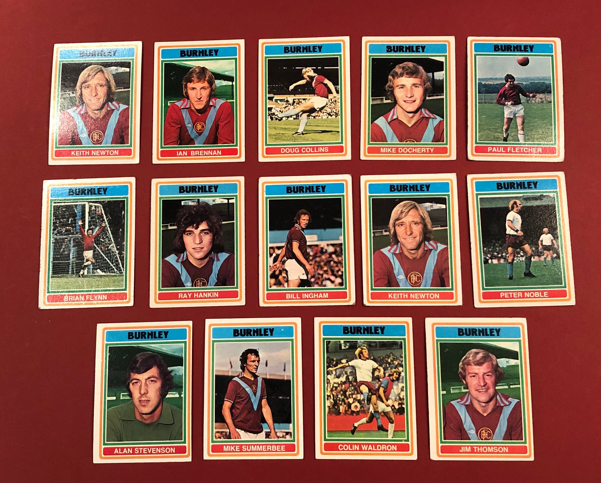 000. BURNLEY - KOMPLETT SETT MED FOTBALLKORT FRA TOPPS 1976/77