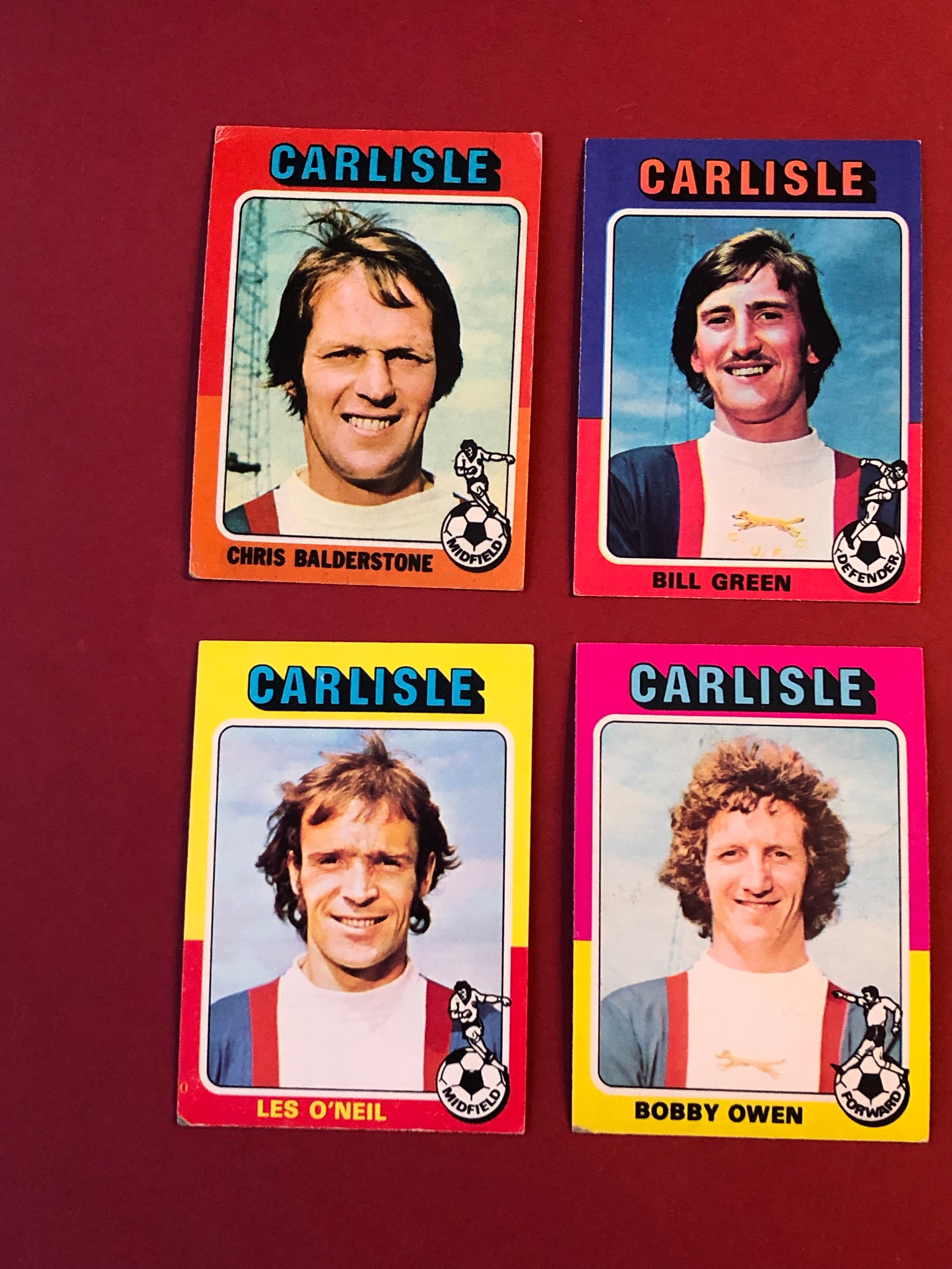 CARLISLE - KOMPLETT SETT MED FOTBALLKORT FRA TOPPS 1975/76