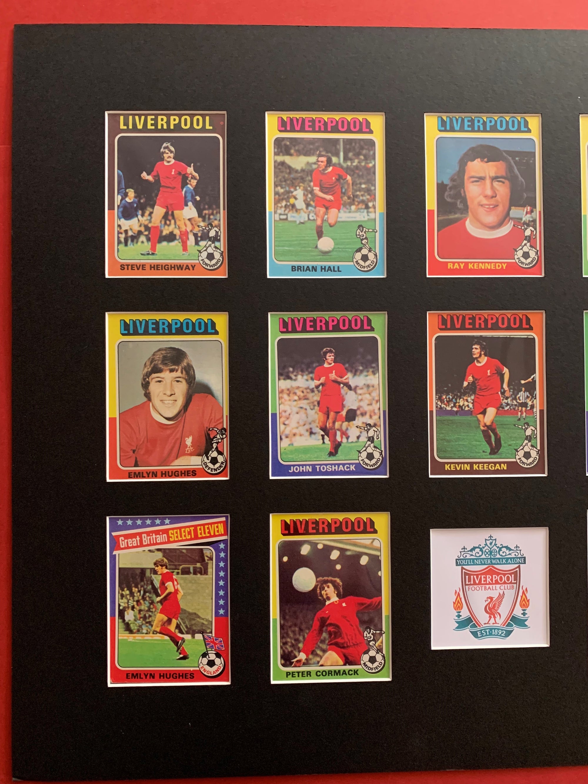LIVERPOOL FOTBALLKORTMONTASJE FRA TOPPS 1975/76 SESONGEN