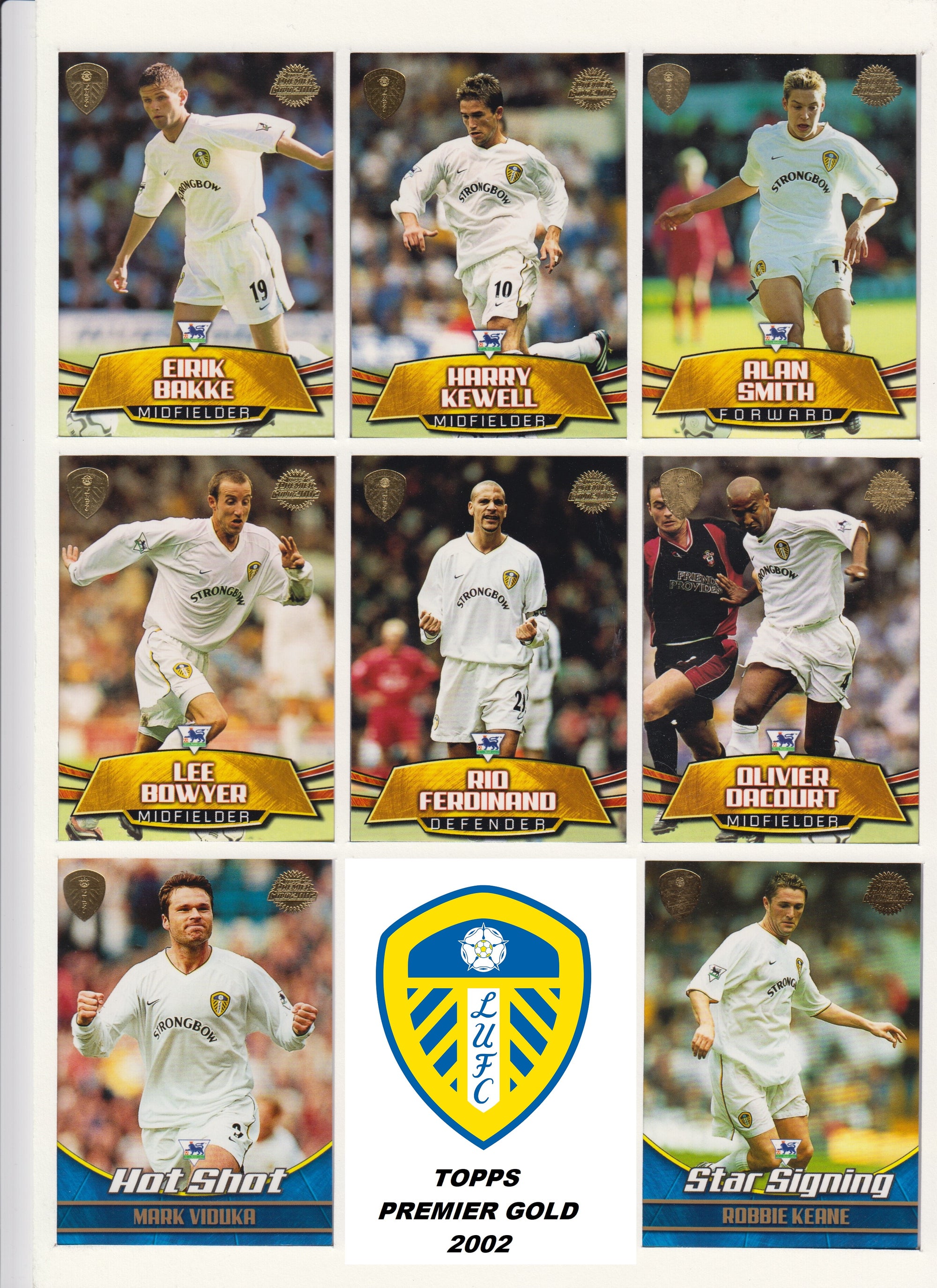 000. LEEDS UNITED - KOMPLETT SETT MED FOTBALLKORT TOPPS PREMIER GOLD 2002