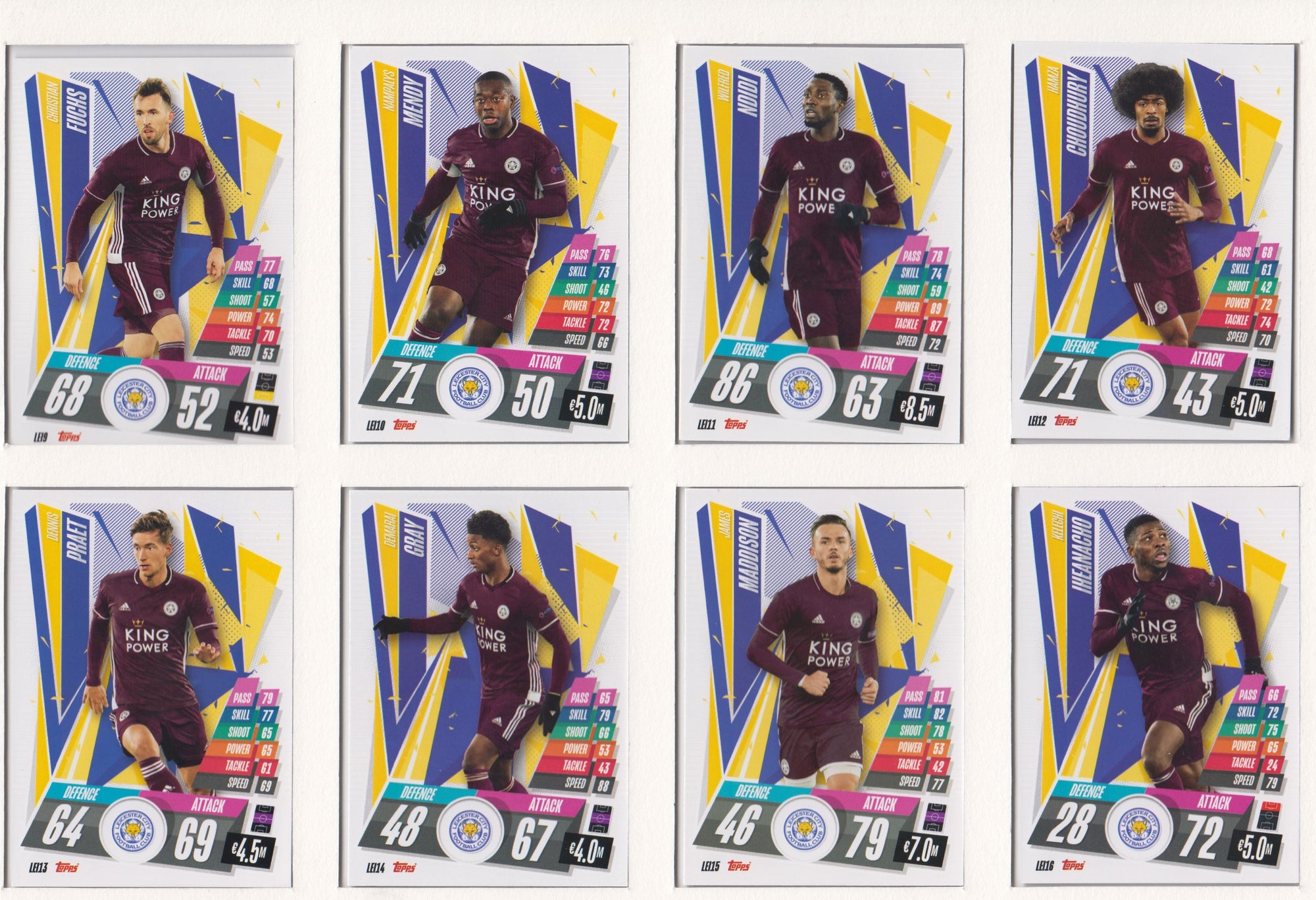 LEICESTER CITY KOMPLETT SETT MED TOPPS EUROPA LEAGUE 2020/21