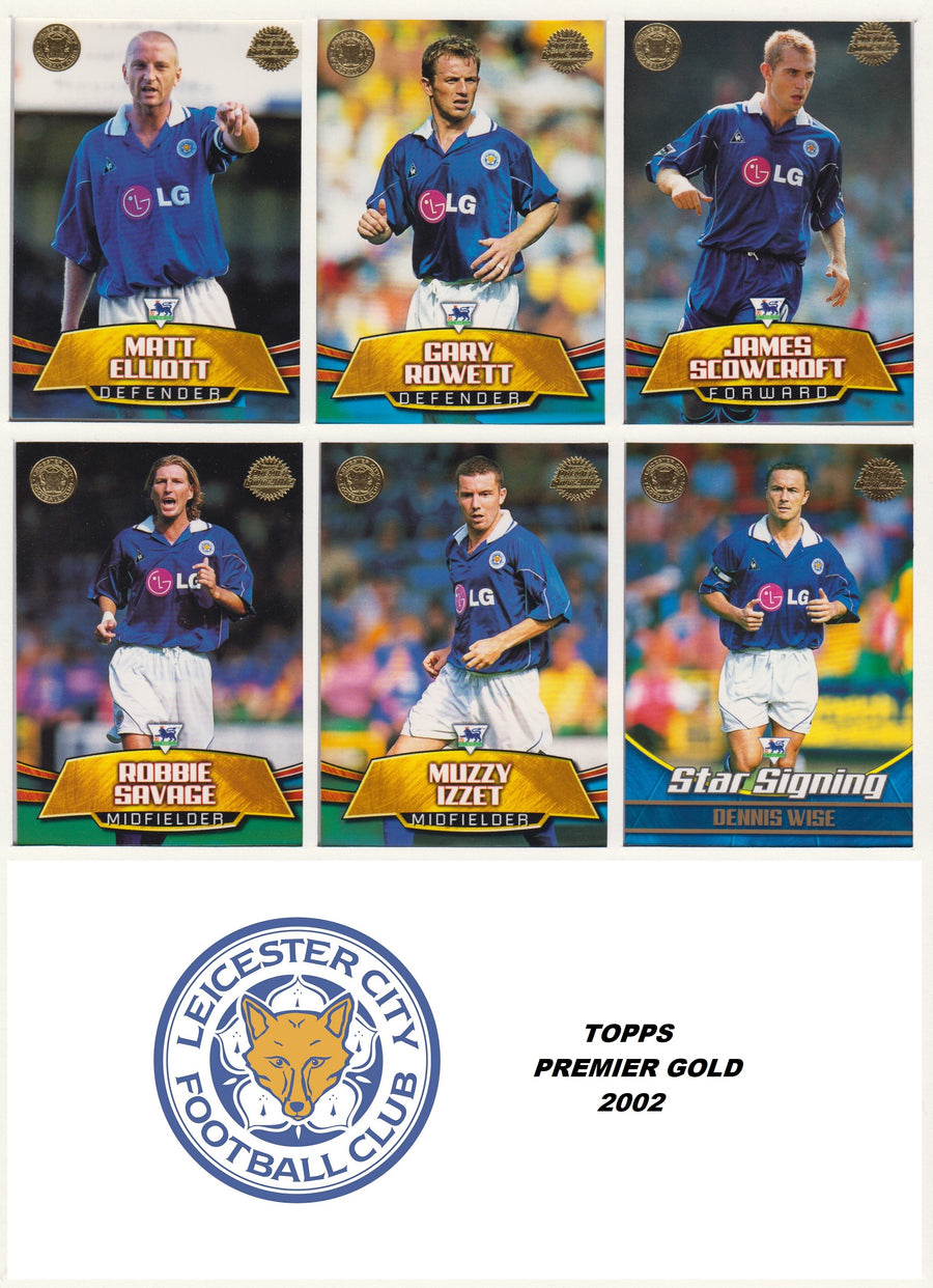 000. LEICESTER CITY - KOMPLETT SETT MED FOTBALLKORT TOPPS PREMIER GOLD 2002
