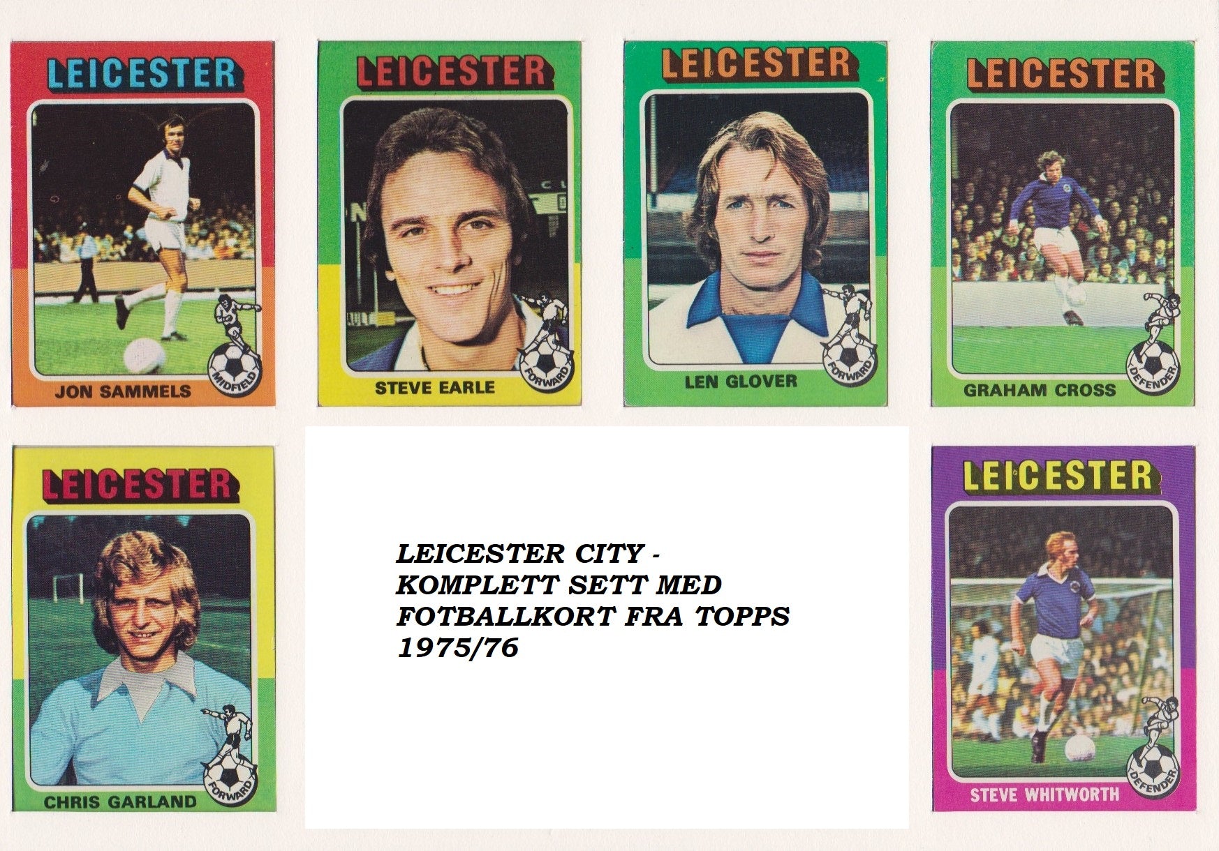 LEICESTER - KOMPLETT SETT MED FOTBALLKORT FRA TOPPS 1975/76