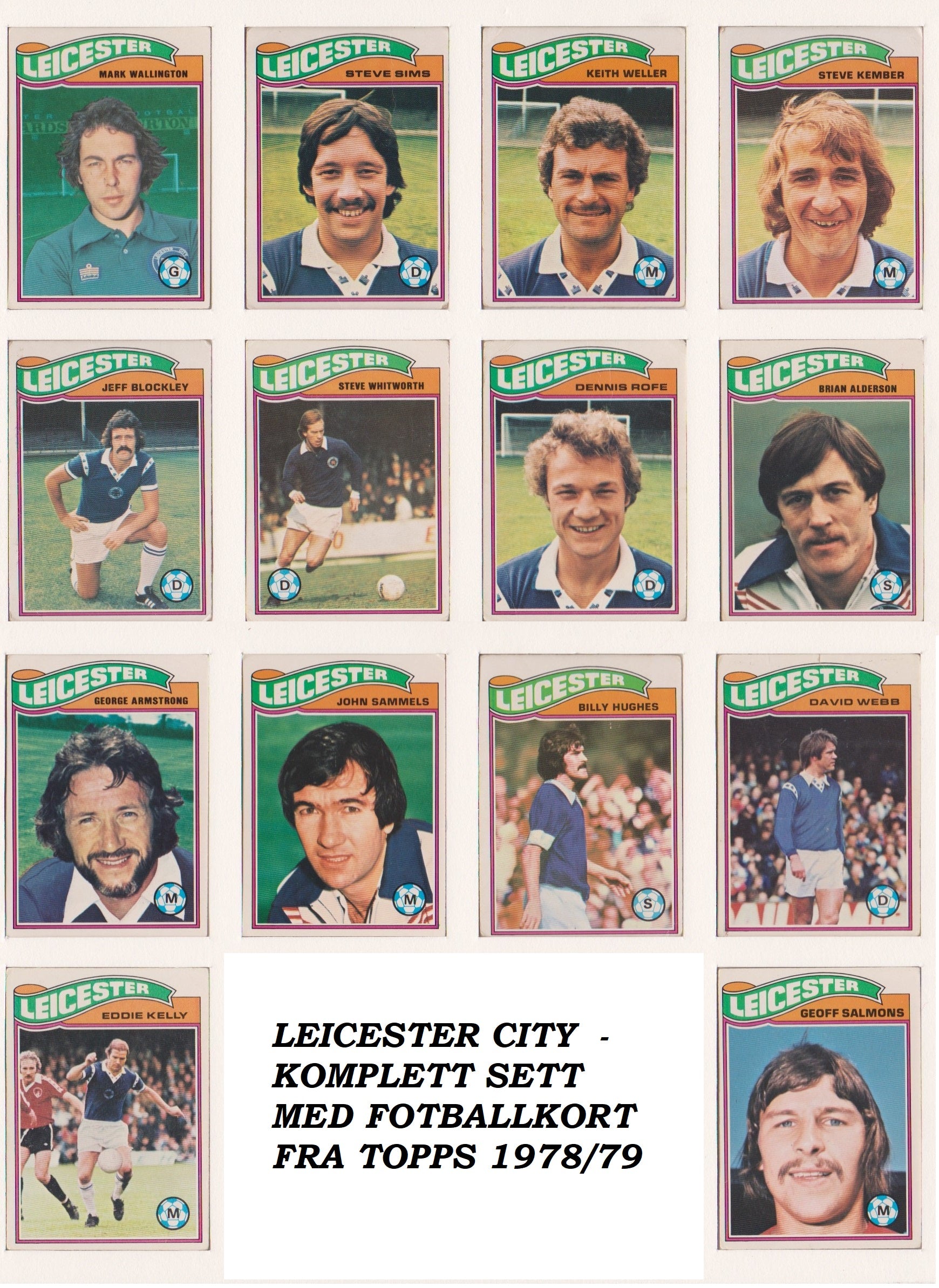 000. LEICESTER CITY  - KOMPLETT SETT MED FOTBALLKORT FRA TOPPS 1978/79