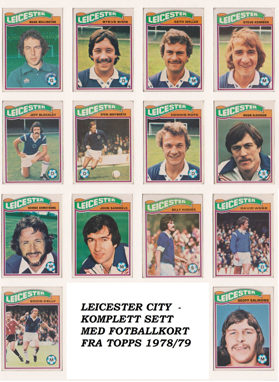 000. LEICESTER CITY  - KOMPLETT SETT MED FOTBALLKORT FRA TOPPS 1978/79
