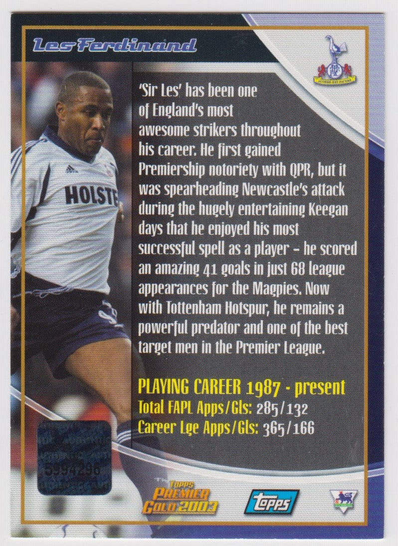 L2 - LES FERDINAND - TOTTENHAM HOTSPUR - LEGENDS - AUTOGRAPHED