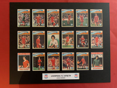 LIVERPOOL FOTBALLKORTMONTASJE FRA TOPPS 1978/79 - ORANGE BACKS