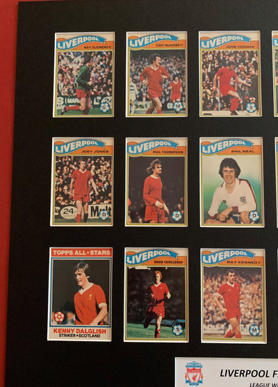 LIVERPOOL FOTBALLKORTMONTASJE FRA TOPPS 1978/79 - ORANGE BACKS