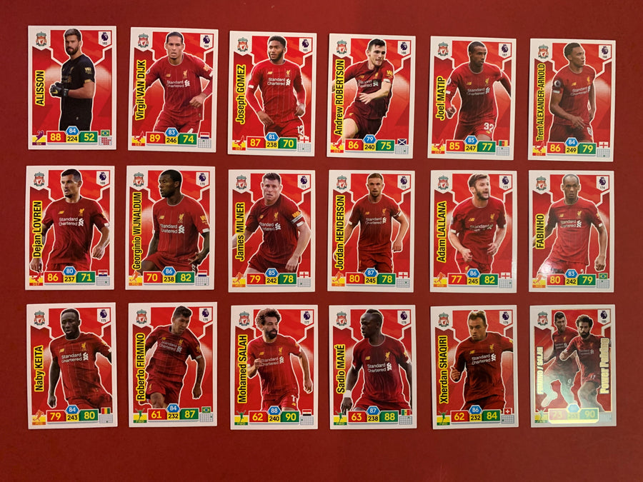 000. LIVERPOOL - KOMPLETT SETT PANINI PREMIER LEAGUE ADRENALYN 2019/20