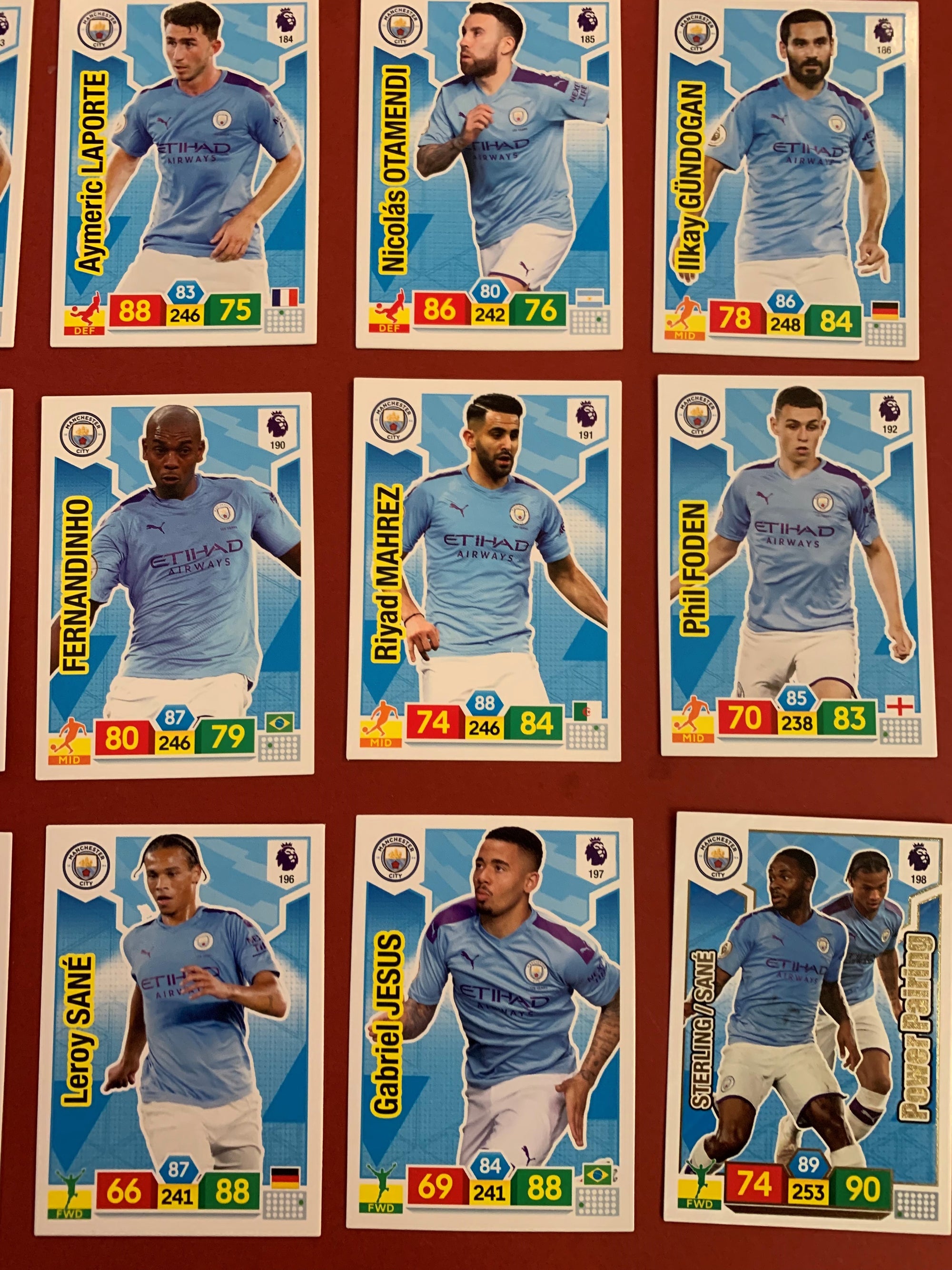 000. MANCHESTER CITY - KOMPLETT SETT PANINI PREMIER LEAGUE ADRENALYN 2019/20