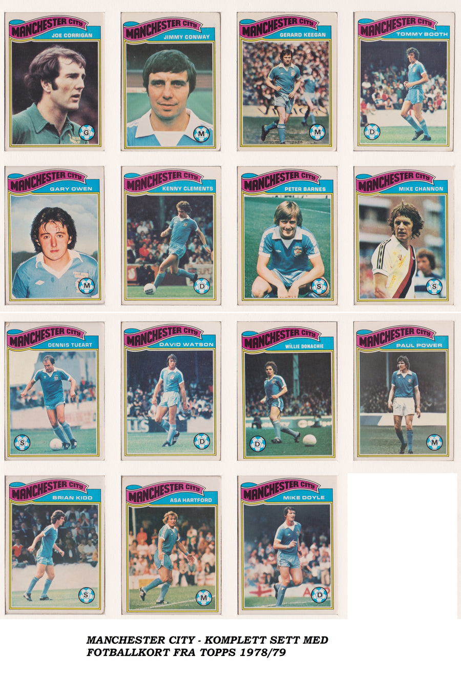 000. MANCHESTER CITY - KOMPLETT SETT MED FOTBALLKORT FRA TOPPS 1978/79