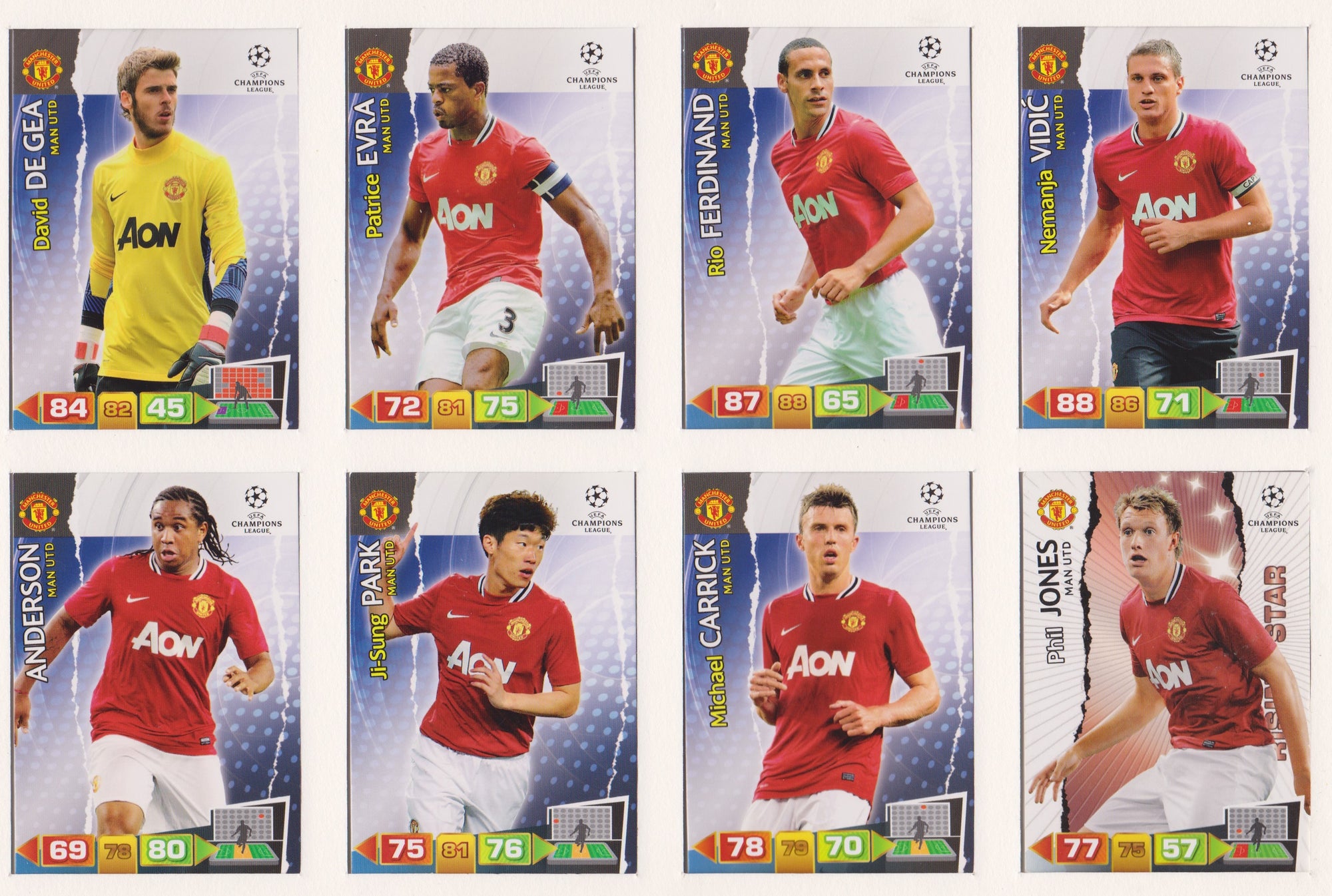 000. MANCHESTER UNITED KOMPLETT SETT - CHAMPIONS LEAGUE 2011/12