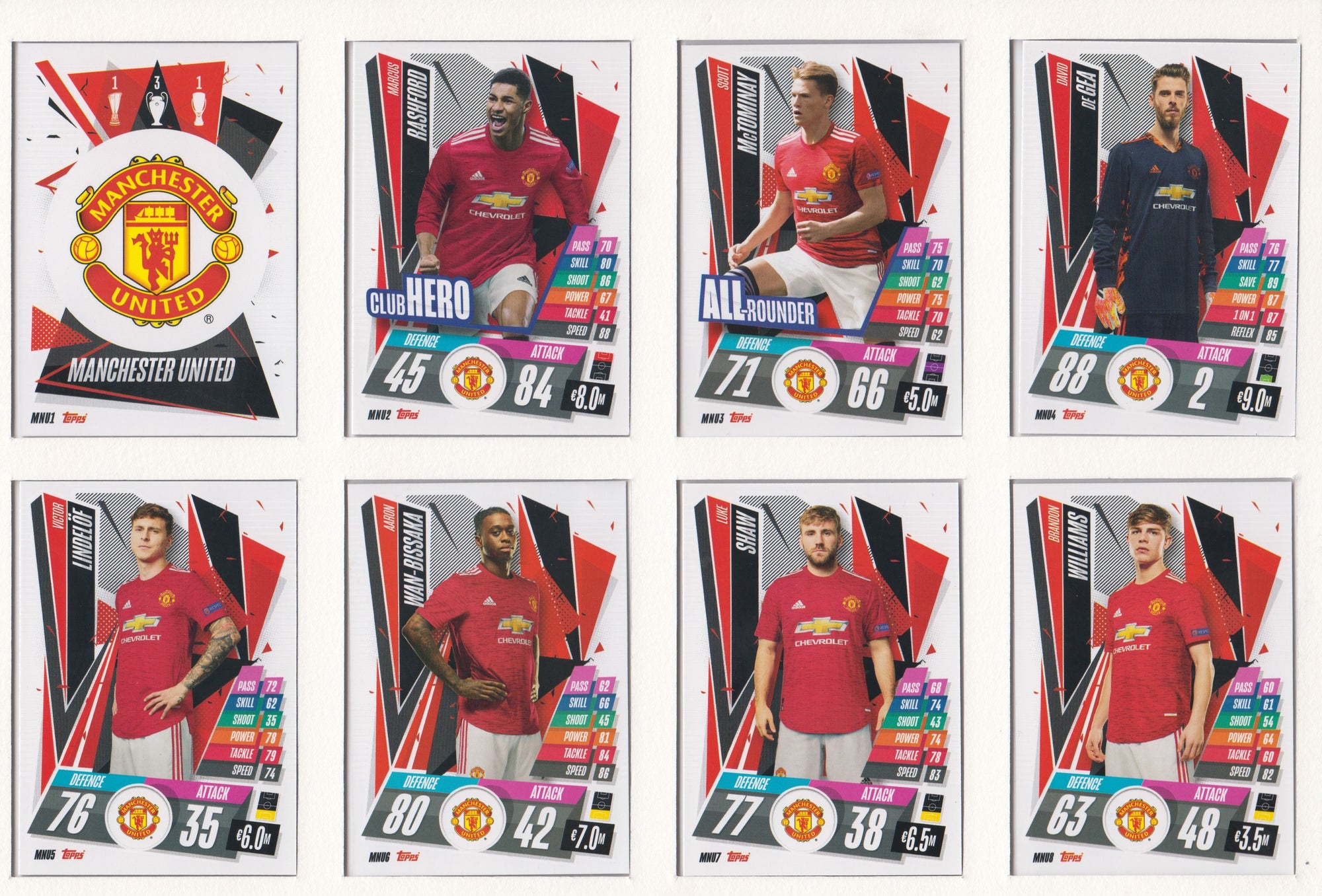 MANCHESTER UNITED KOMPLETT SETT MED TOPPS CHAMPIONS LEAGUE 2020/21